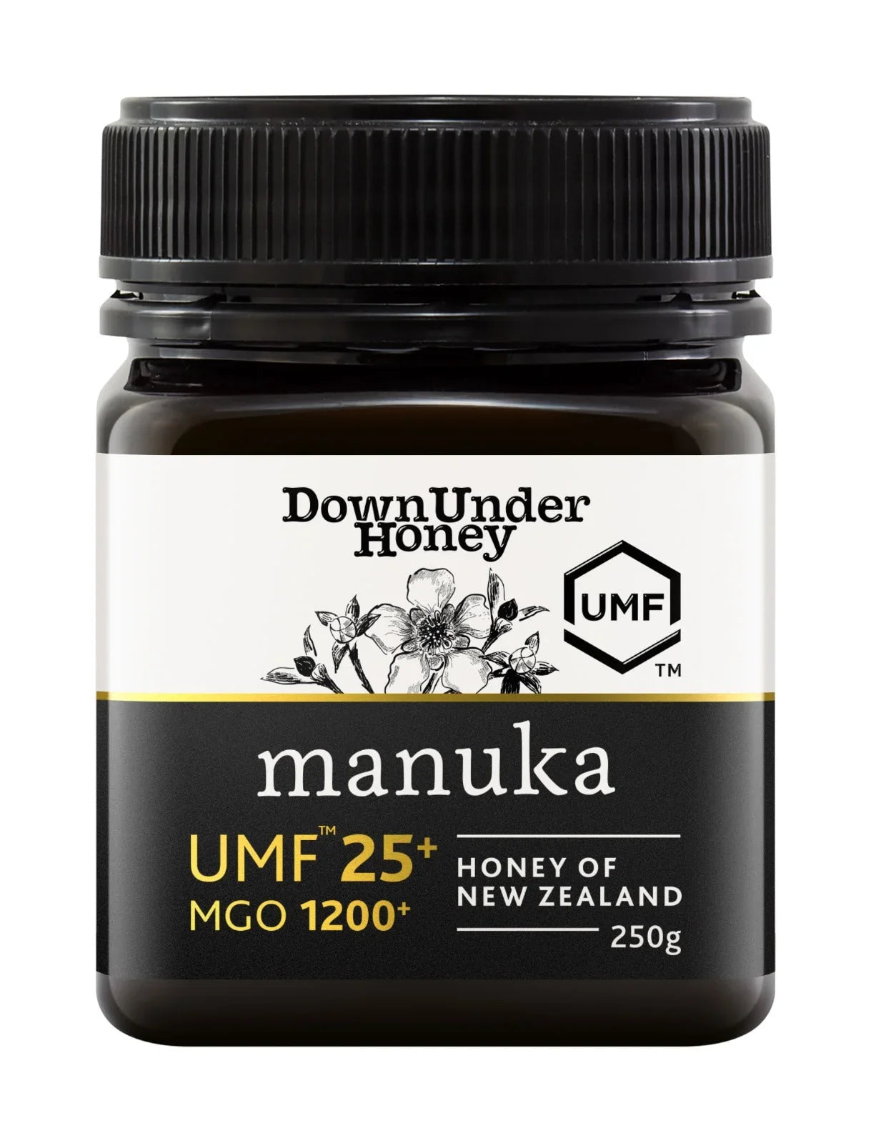 Down Under Manuka UMF™ 25+MGO 1200+ Honey of New Zealand (Monofloral) - 250g