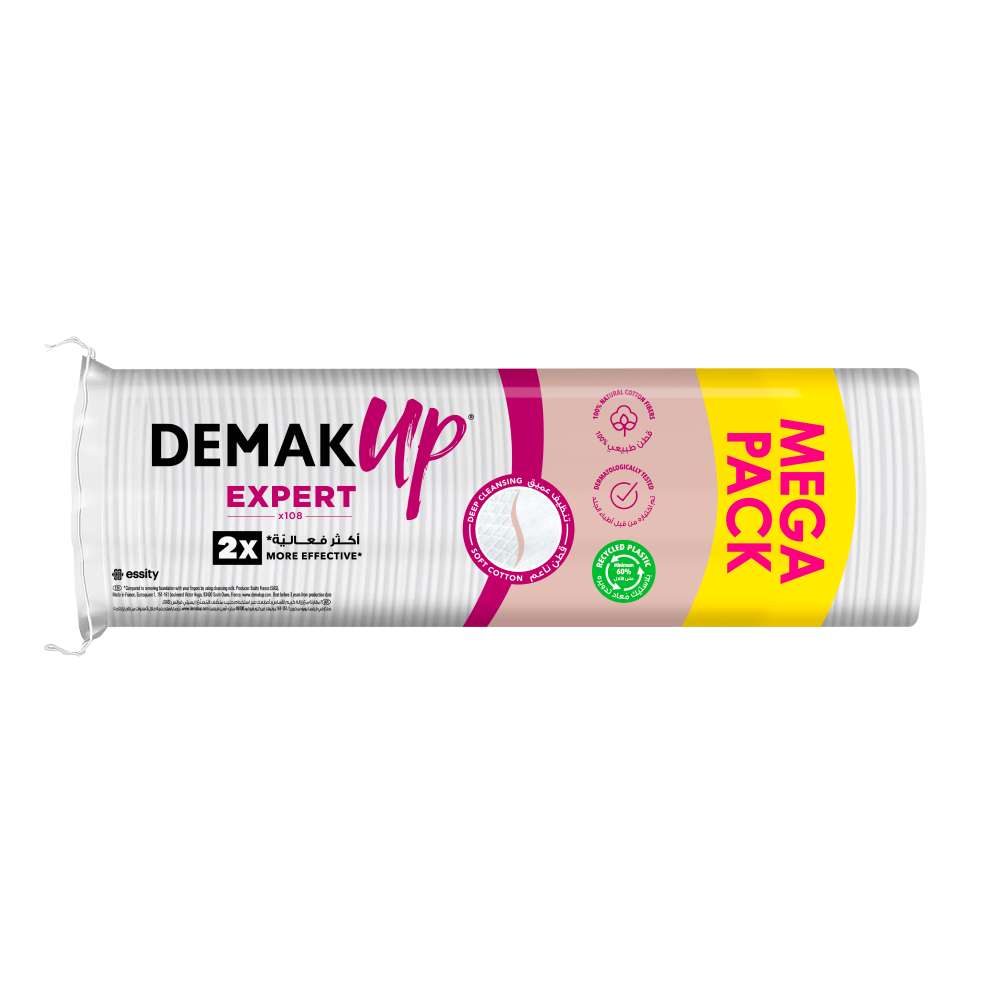 Demak’ Up Expert Cotton Pads,108pcs, 2X More Effective Makeup Removal