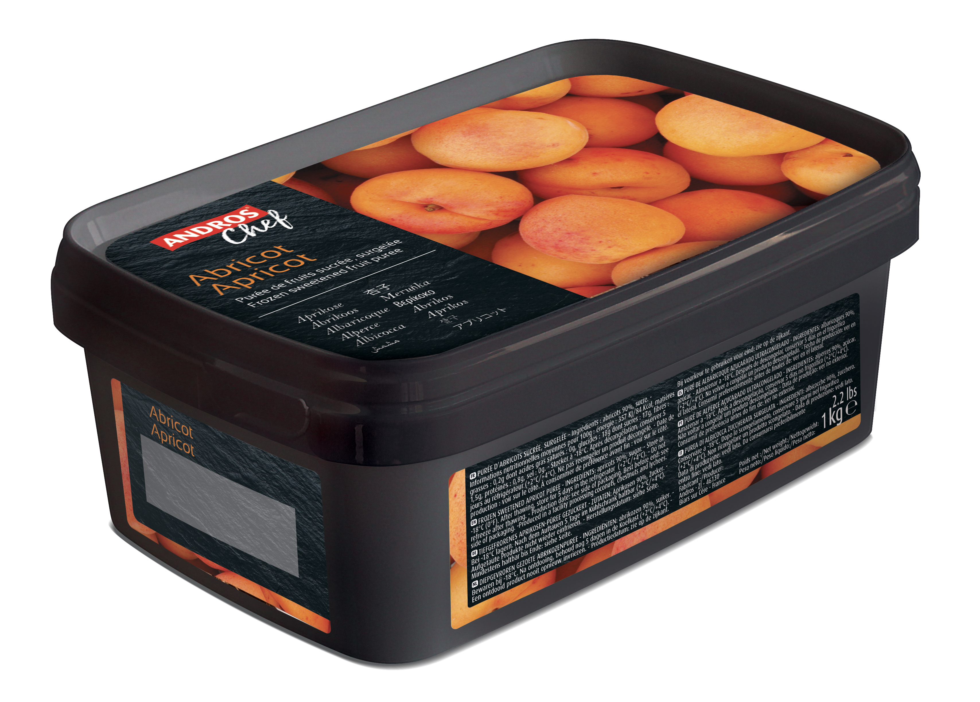 Andros Chef Frozen Apricot Puree 1kg TUB
