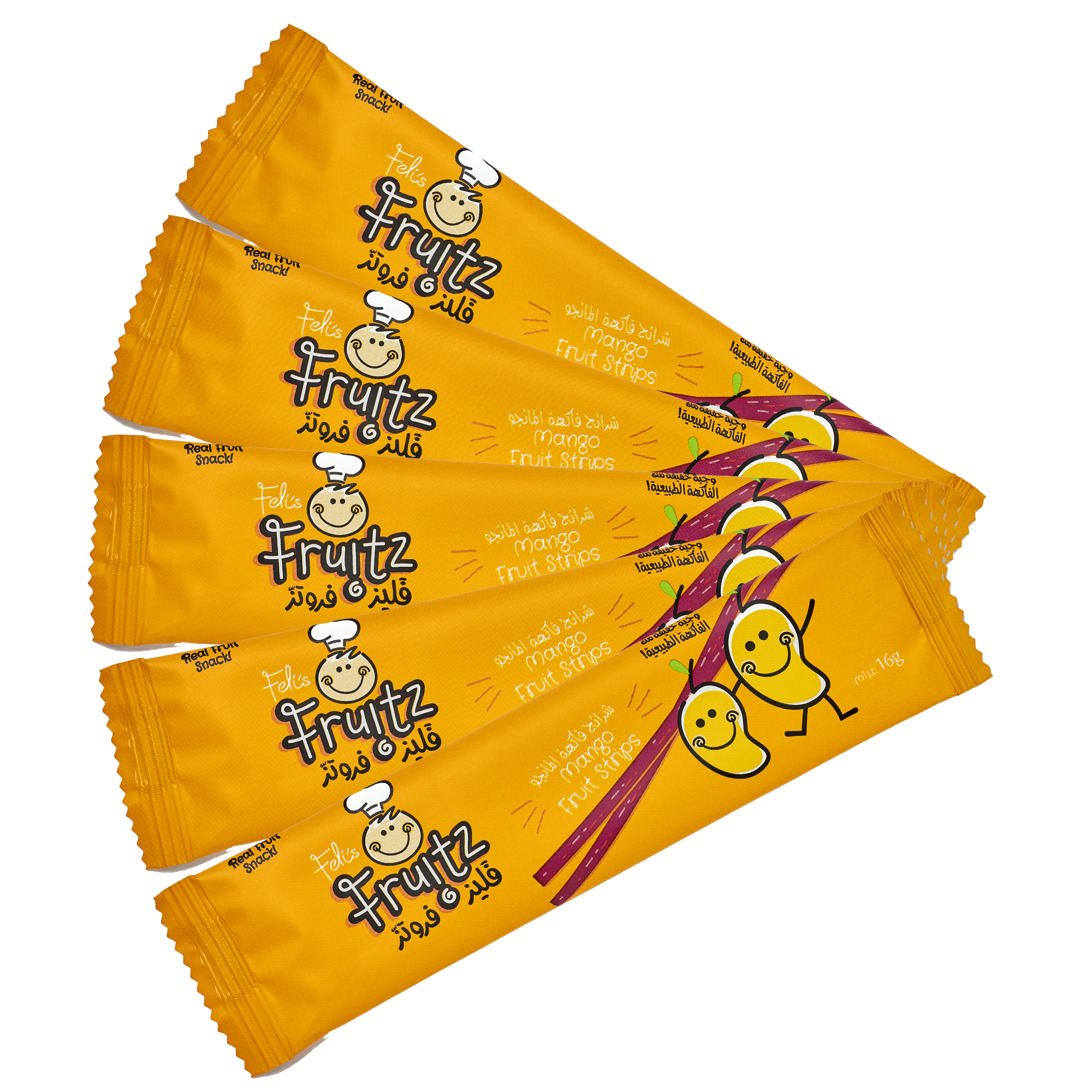 Feli's Fruitz Mango Fruit Strips - Real Fruit Snack - Vegan- Gluten Free 80gm (5x16gm)