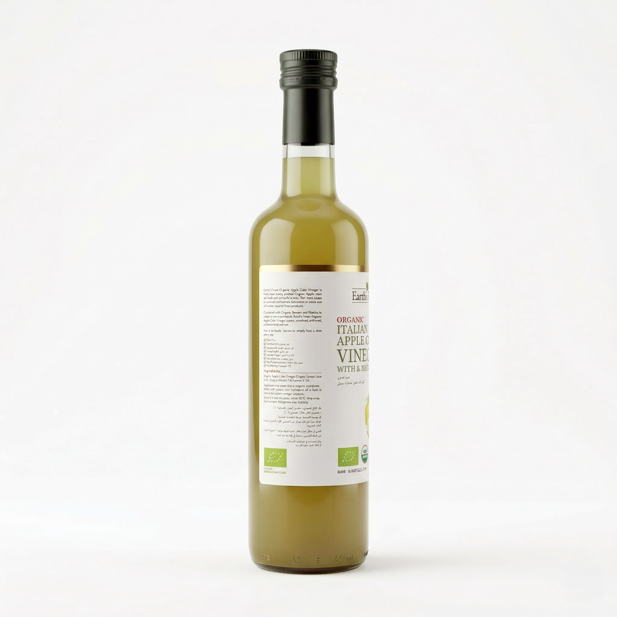 Earth's Finest Organic Apple Cider Vinegar with Matcha & Lemon 500ml