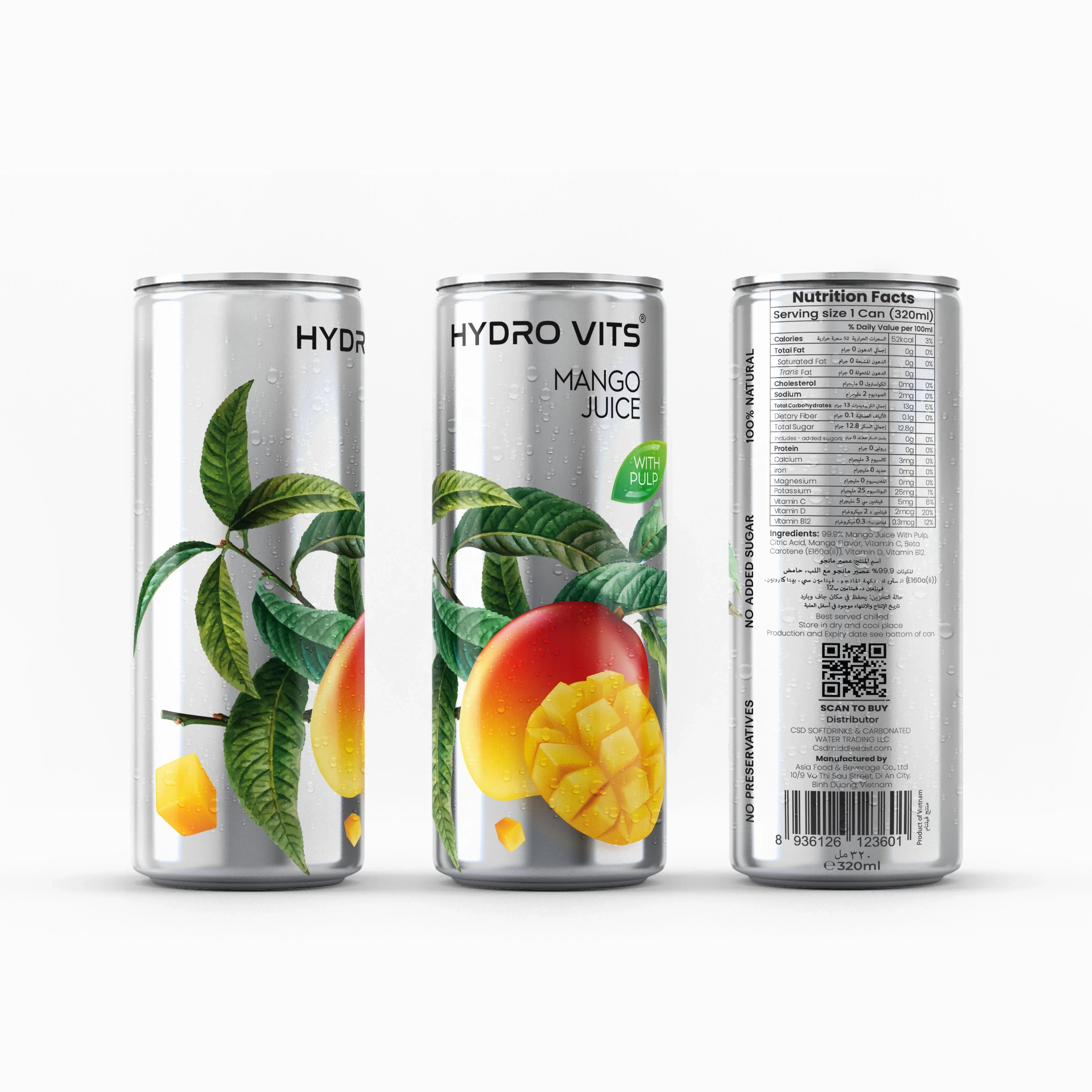 Hydro Vits Mango Juice 6 x 320ml Case