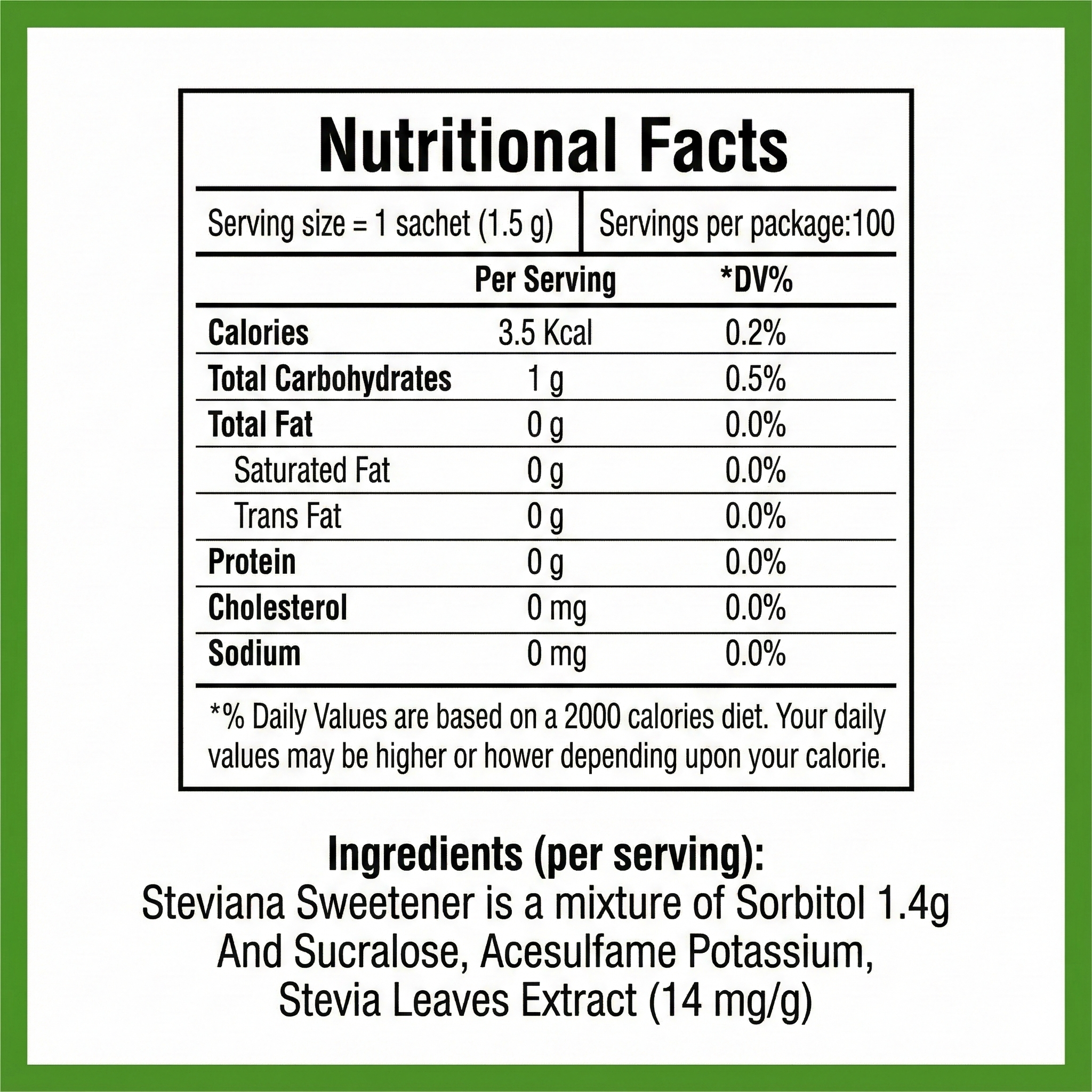 Steviana Sweetener 100 Slim Sticks 150gm