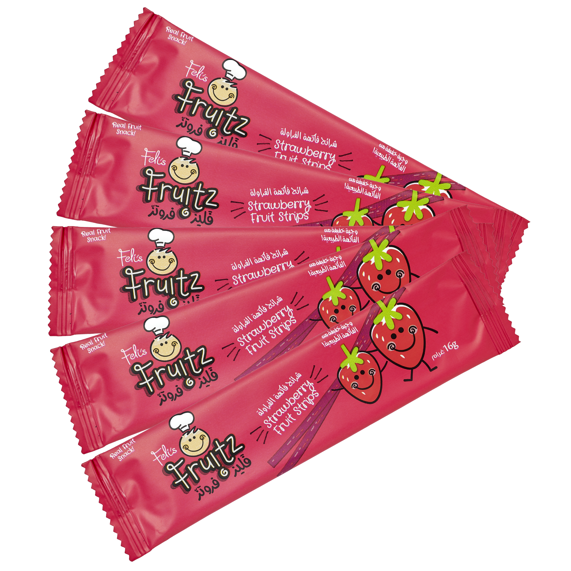 Feli's Fruitz Strawberry Fruit Strips - Real Fruit Snack - Vegan- Gluten Free 80gm (5x16gm)
