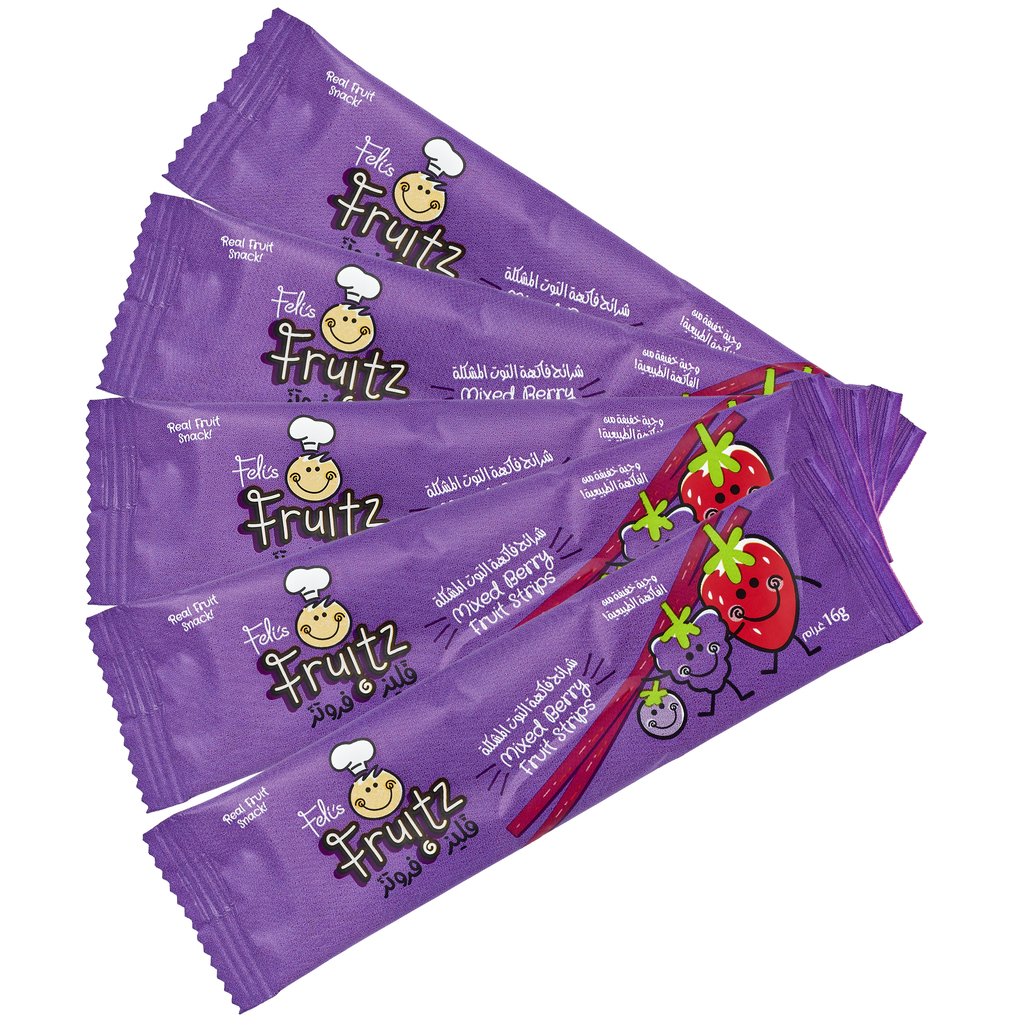 Feli's Fruitz Mixed Berry Fruit Strips - Real Fruit Snack - Vegan- Gluten Free 80gm (5x16gm)