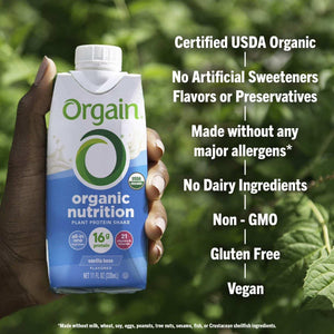 Orgain Organic Nutrition 16g Vegan Plant Based Protein Shake, Vanilla Bean 330ml