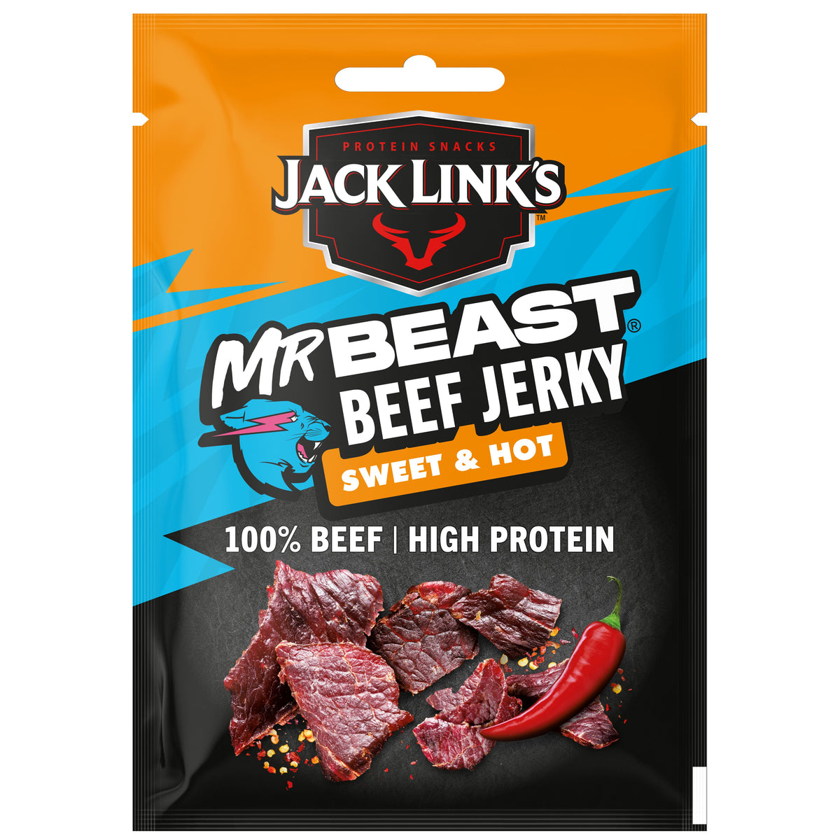 Jack Link’s, Mr.Beast Beef Jerky Sweet & Hot - High Protein Meat Snack - Dried Halal Beef- 1X40Gr