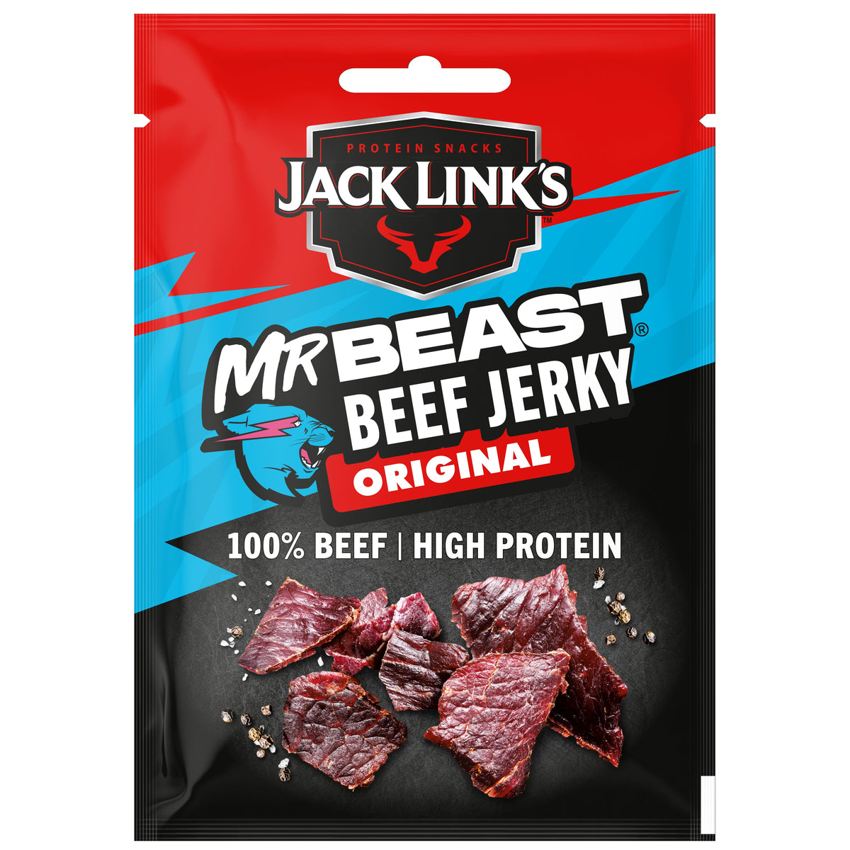 Jack Link’s, Mr.beast Beef Jerky Original - High Protein Meat Snack - Dried Halal Beef- 1X60Gr