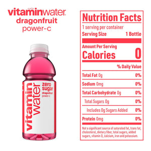 Vitaminwater Power-C Zero Sugar Dragonfruit Flavored Water Beverage Bottle 500ml