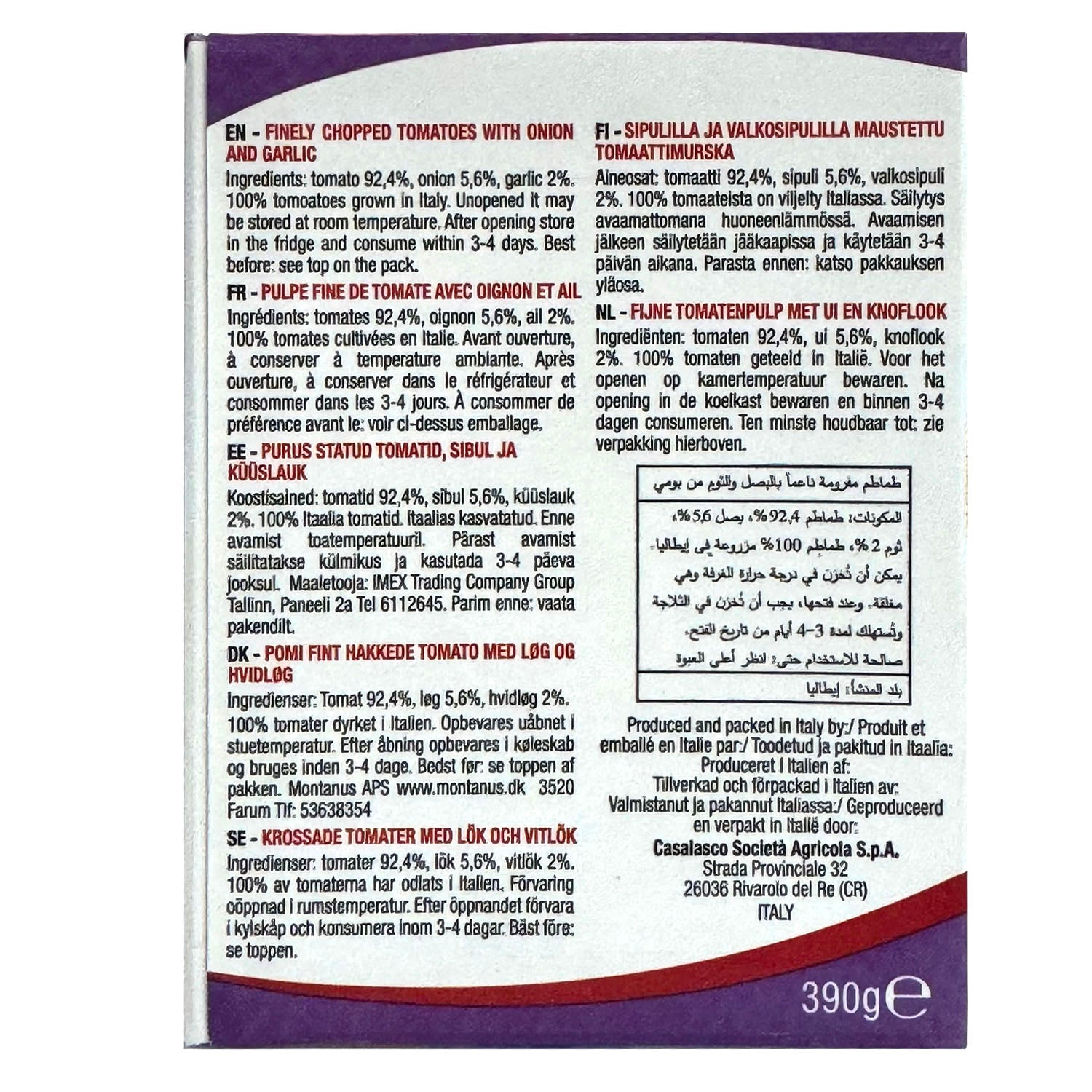 Pomi Finely Chopped Tomatoes with Onion & Garlic 390g