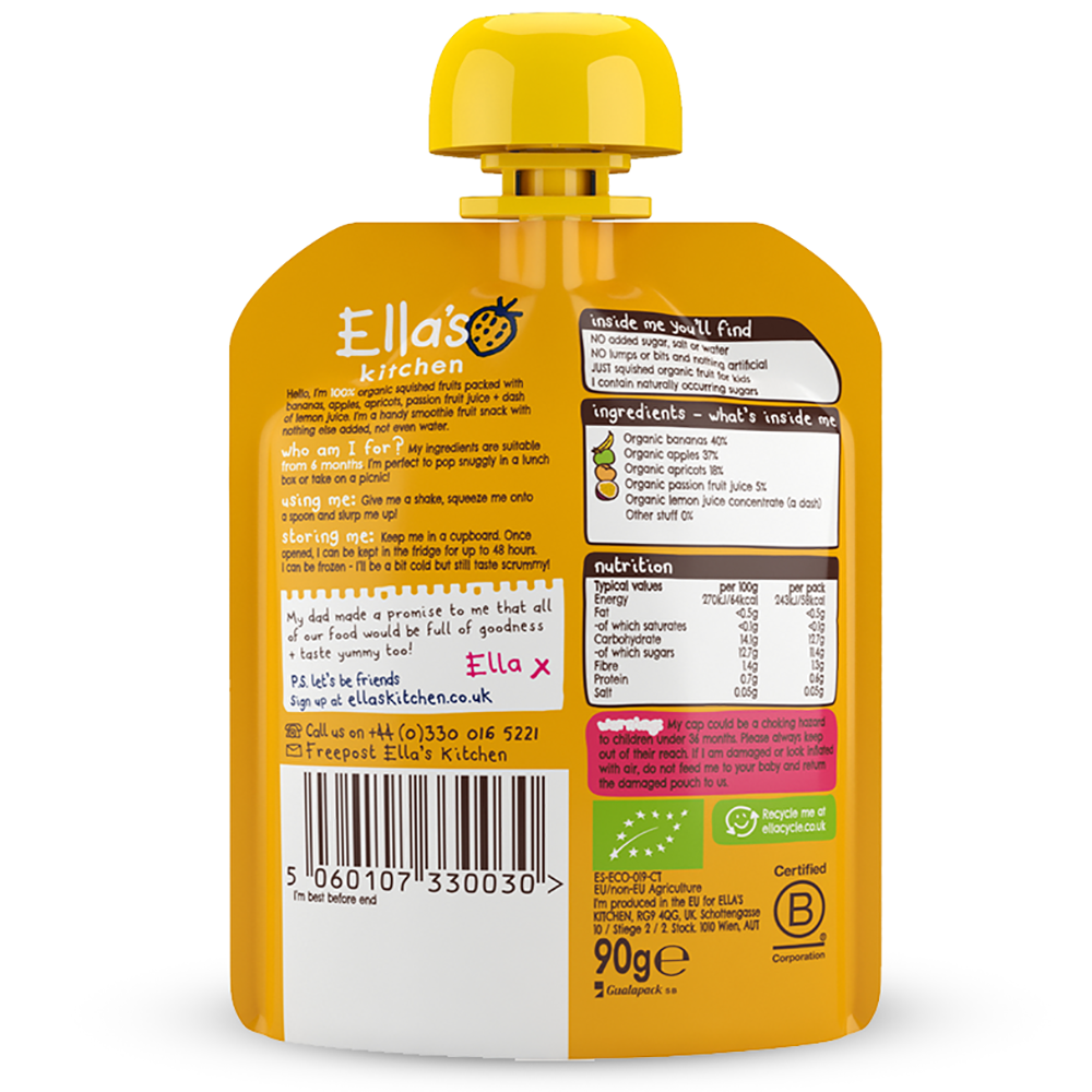 Ella's Kitchen organic the yellow one 90g x 5. Expiry Date: 1-Jun-26