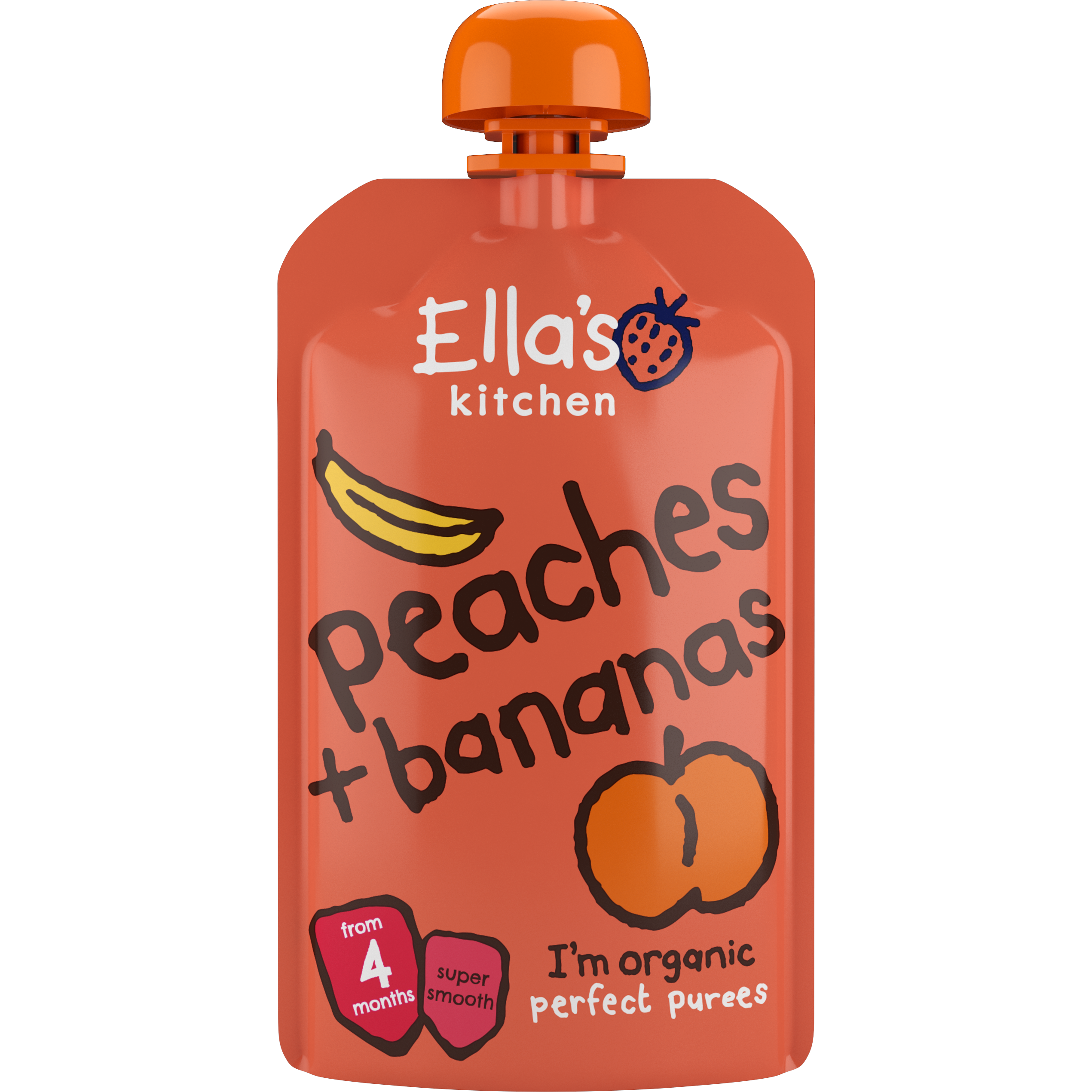 Ella's Kitchen organic peaches + bananas 120g. Expiry date: 12-Jun-26
