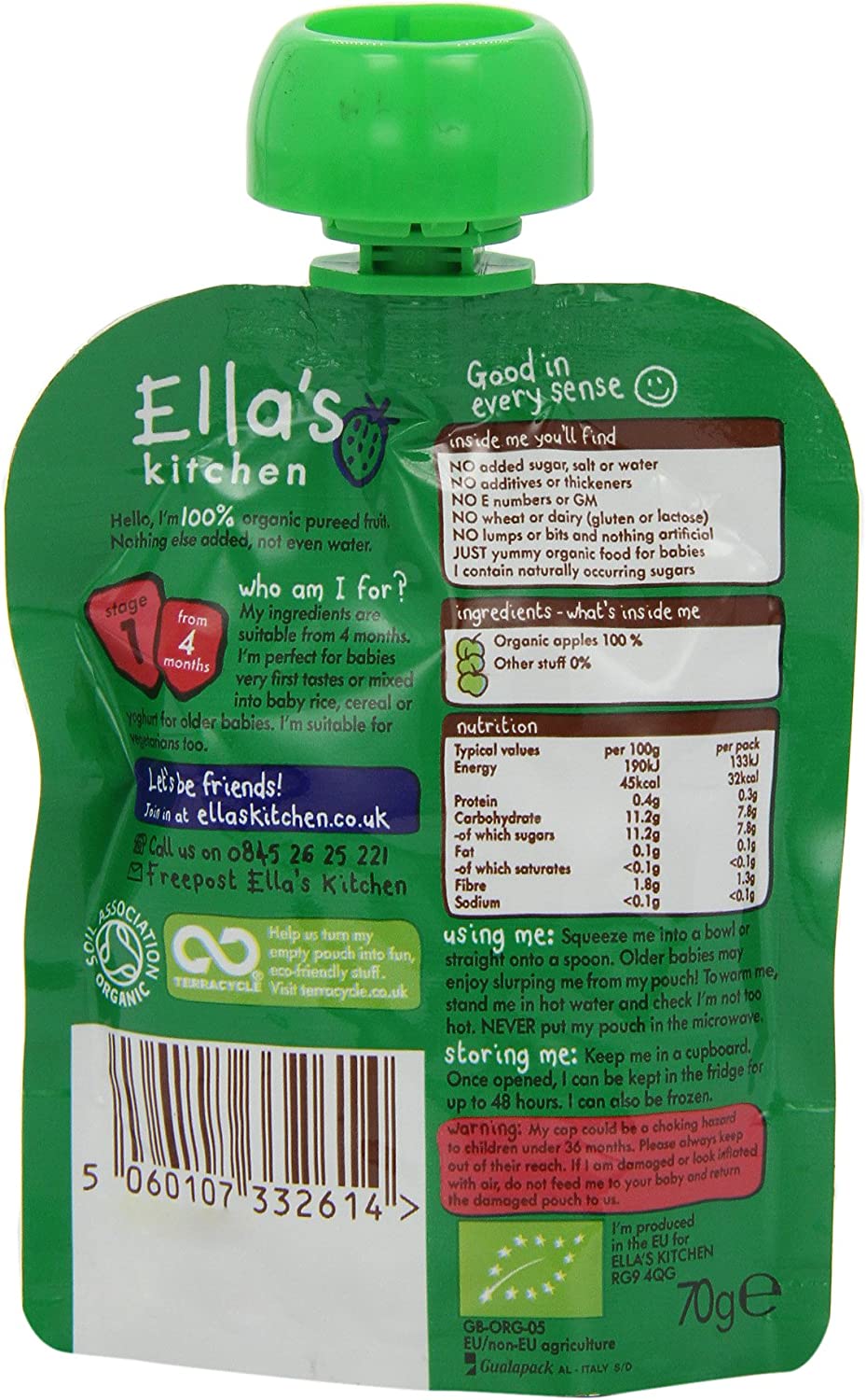 Ella's Kitchen organic Apples 70g. Expiry Date: 1-May-26