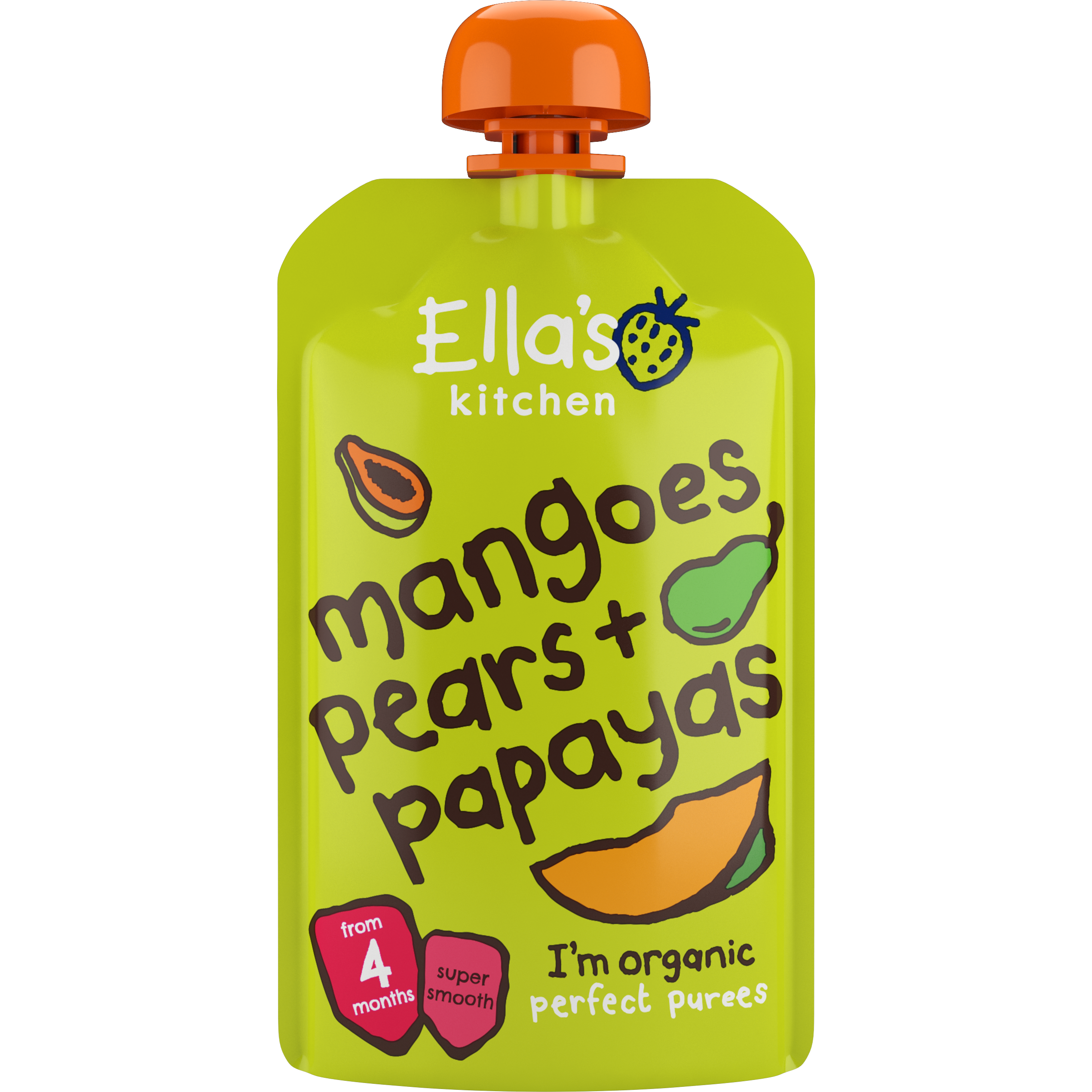 Ella's Kitchen organic mangoes pears + papayas 120g.