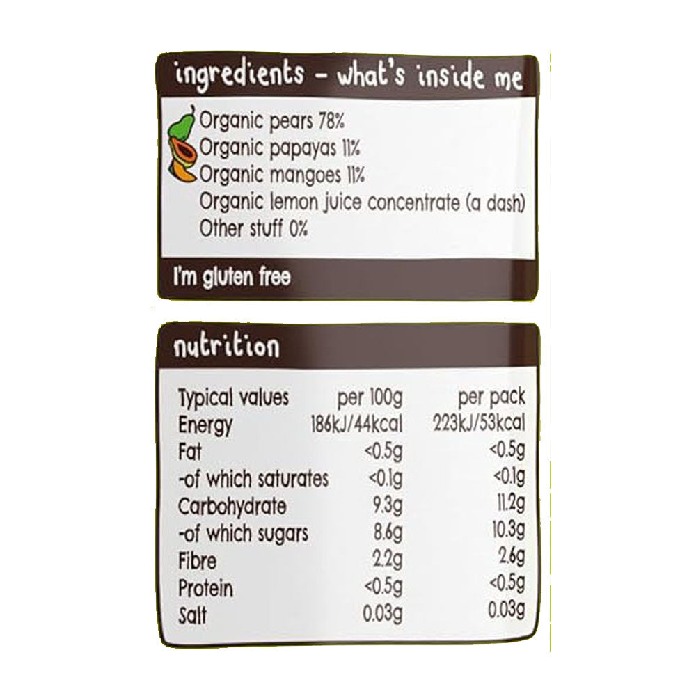 Ella's Kitchen organic mangoes pears + papayas 120g.