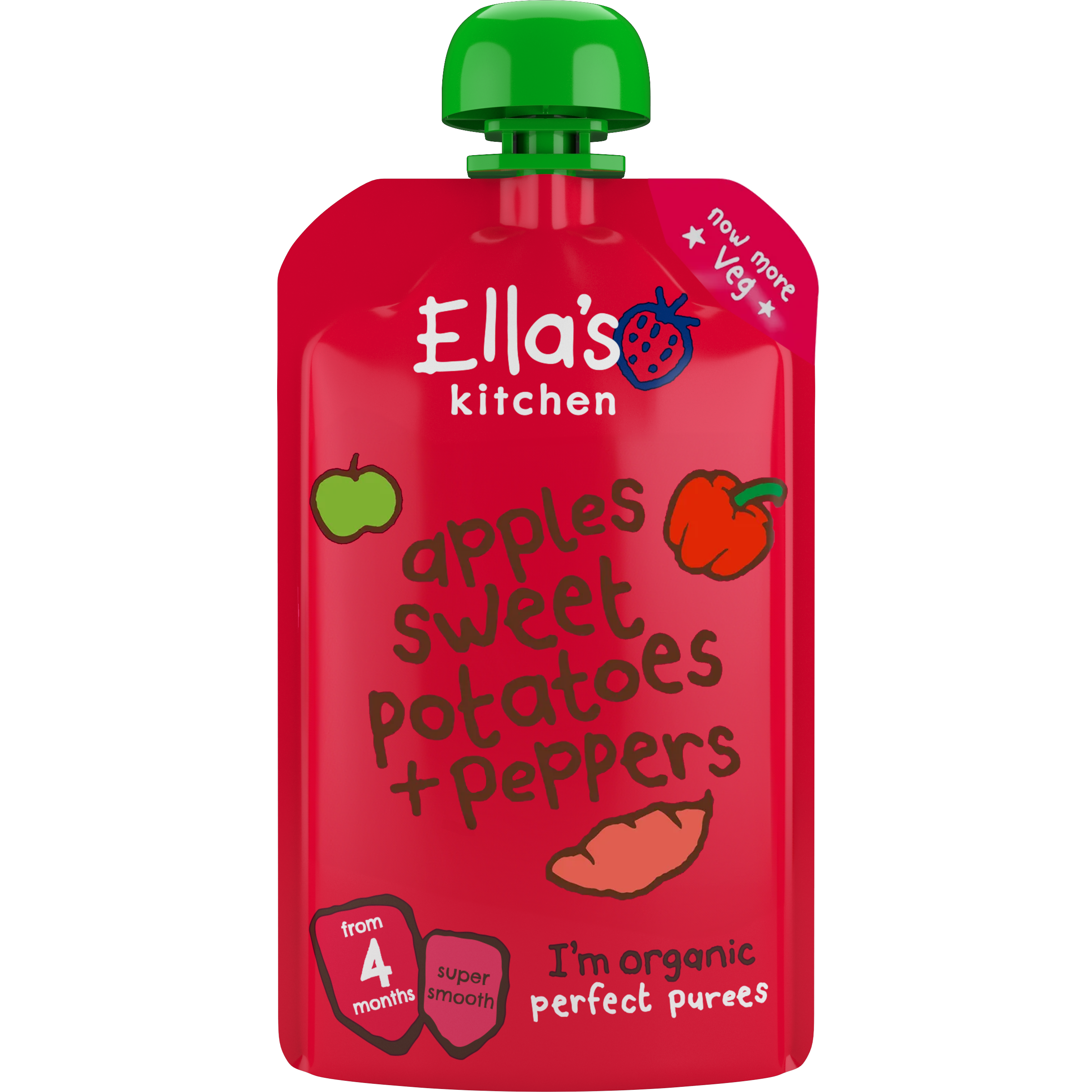 Ella's Kitchen organic red peppers sweet potatoes + apples 120g, Expiry date: 1-May-26