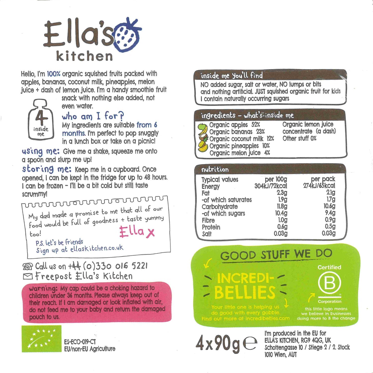 Ella's Kitchen organic the white one 90g x 4