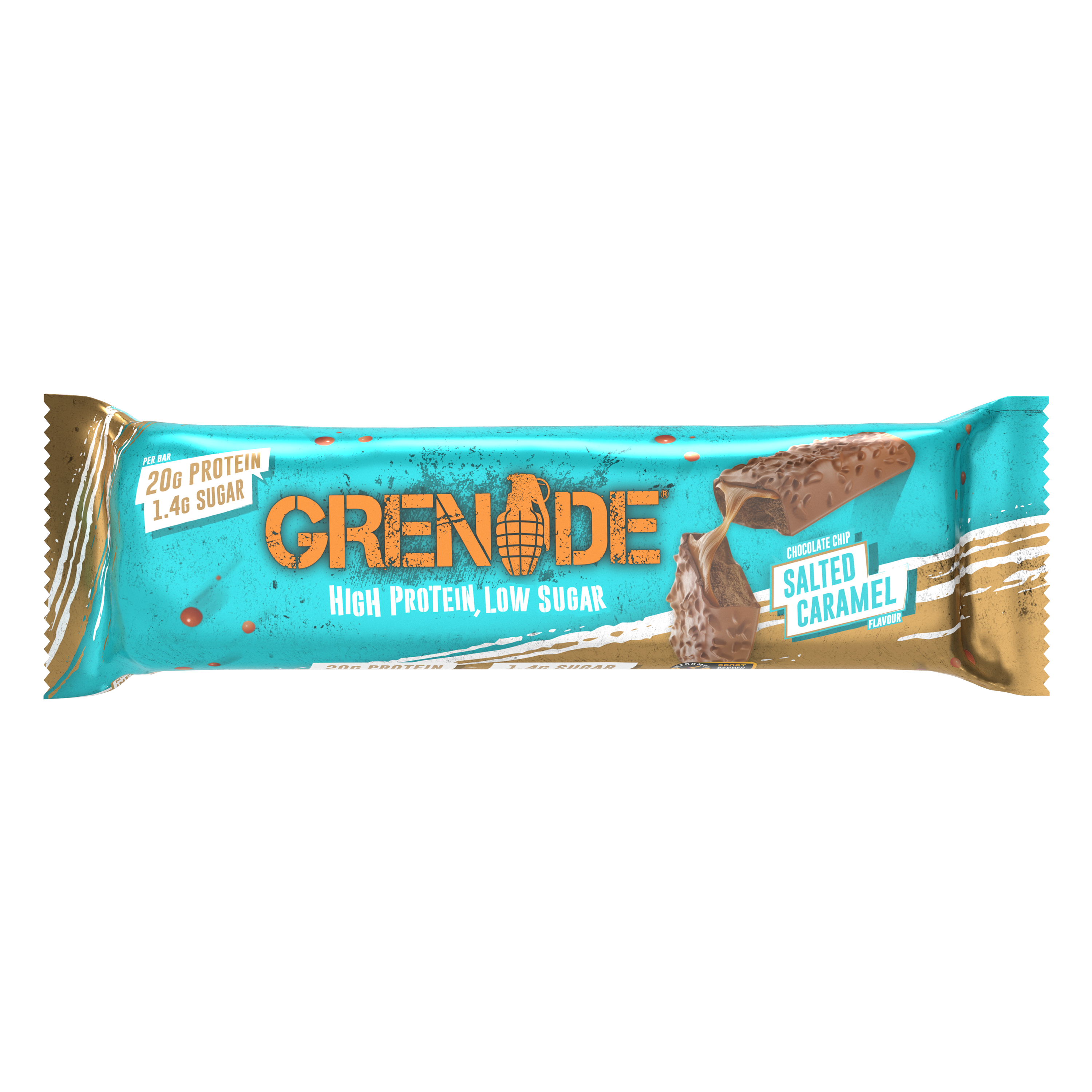 Grenade Chocolate Chip Salted Caramel - High Protein Bar - Low Sugar  60gm