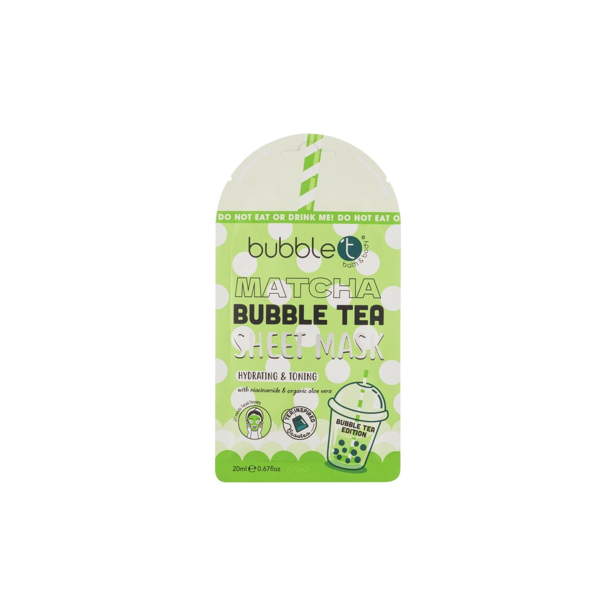 Bubble T Face sheet mask in Matcha with Aloe Vera & Niacinamide (20ml)