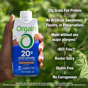 Orgain 20g Clean Protein Grass Fed Shake, Creamy Chocolate Fudge 330ml
