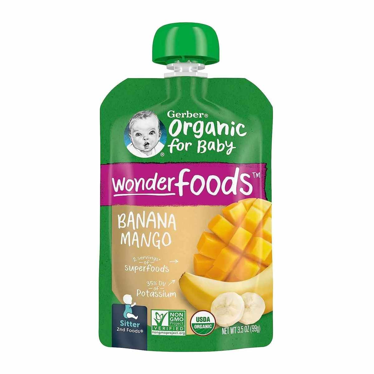 جيربر 2nd Foods طعام أطفال عضوي بالموز والمانجو 99 غ
