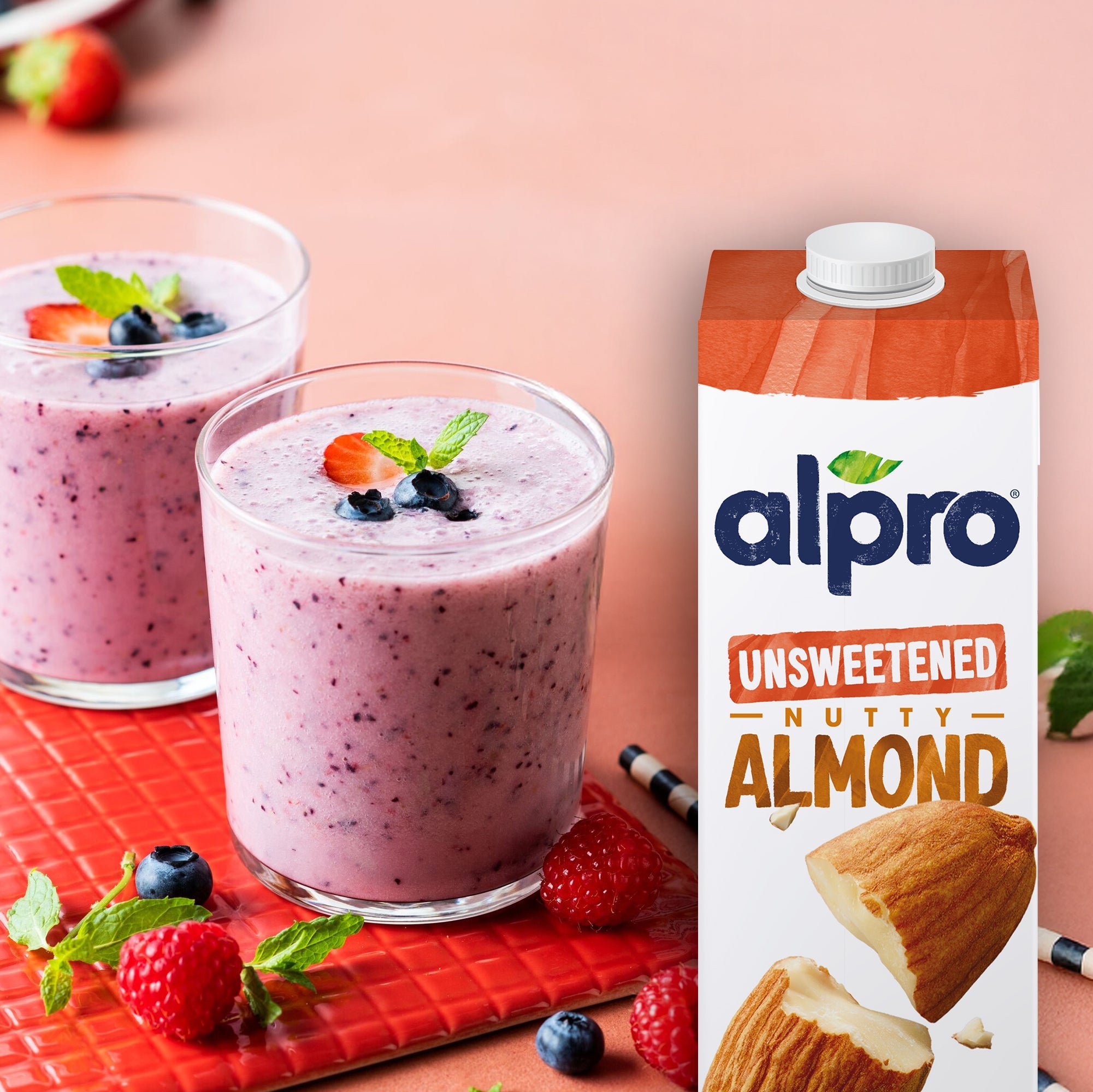 Alpro Drink Almond Unsweetened Dual Pack (1l x 2), 100% Plant Based And Dairy Free, Suitable For Vegans, Naturally Free From Lactose, Rich In Nutrients