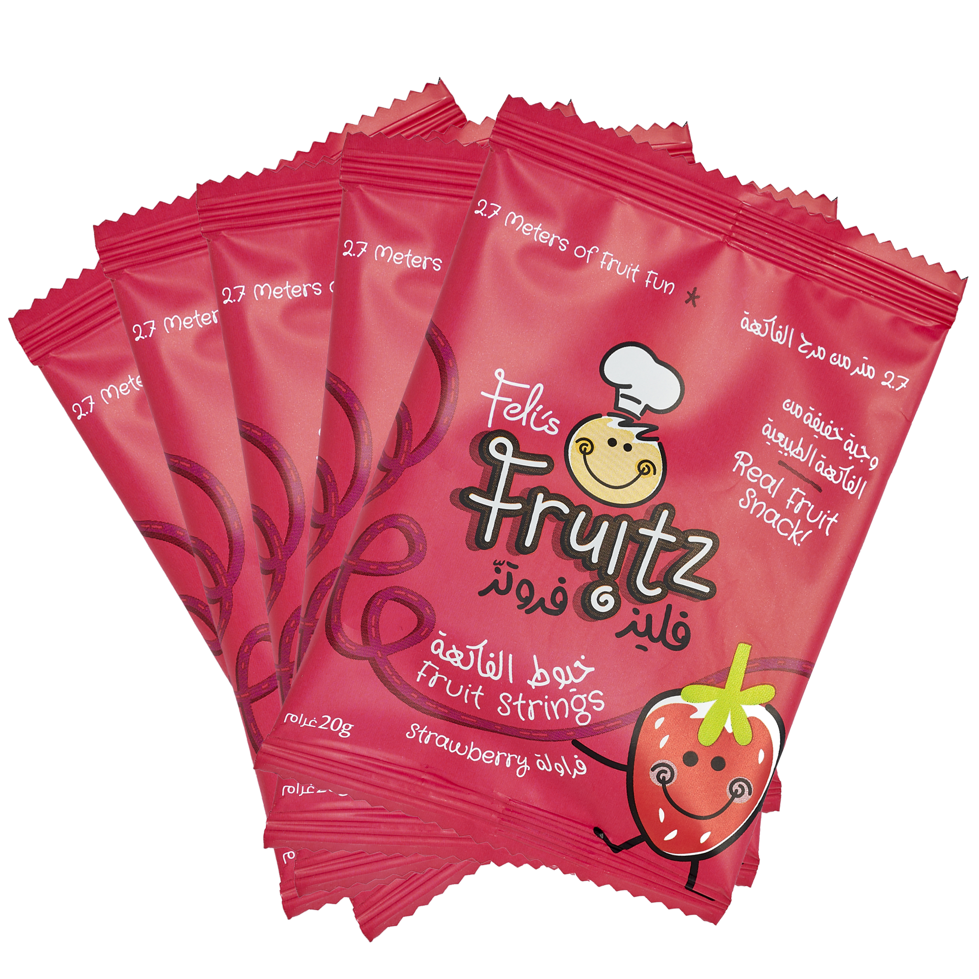 Feli's Fruitz Strawberry Fruit Strings - Real Fruit Snack - Vegan- Gluten Free 100gm (5x20gm)