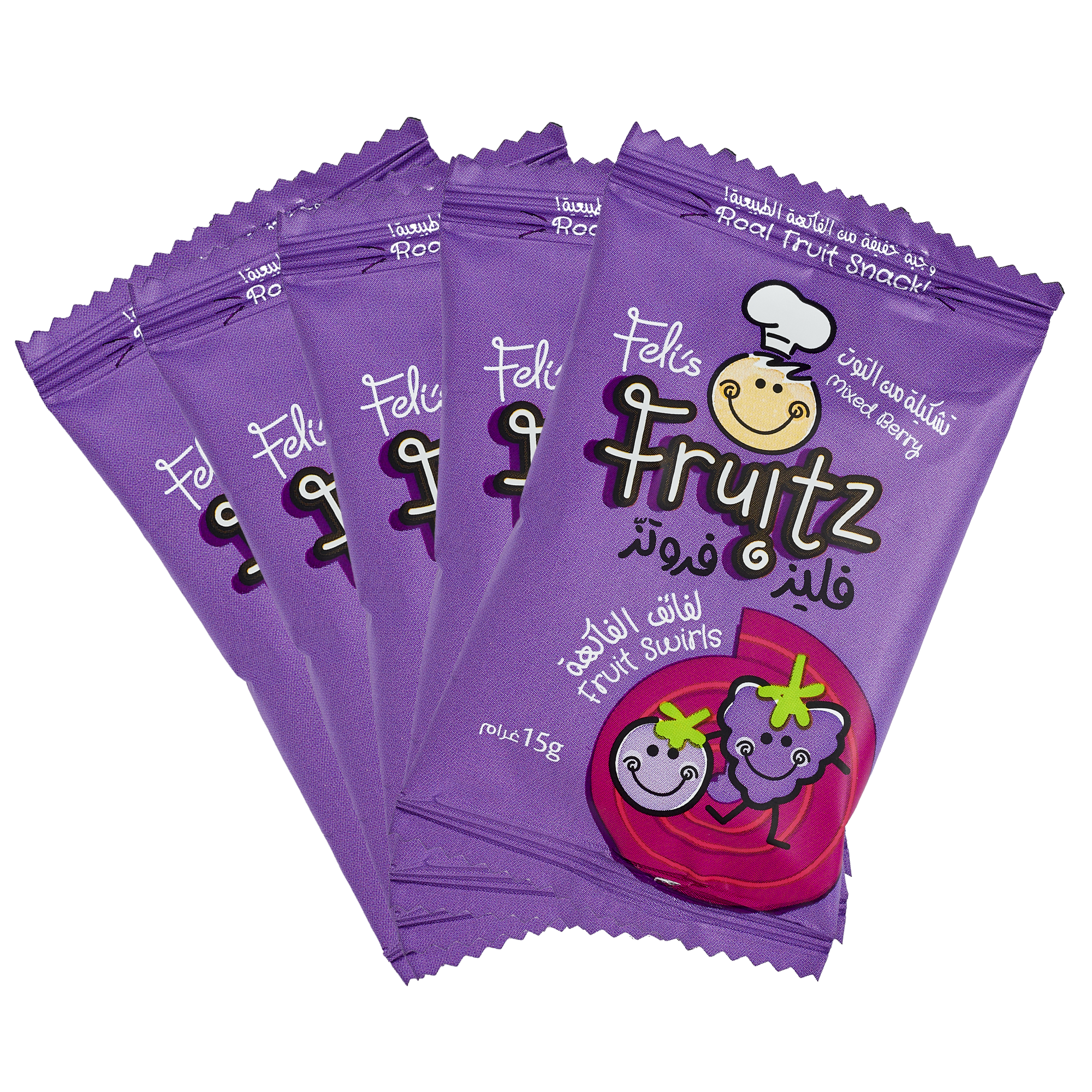 Feli's Fruitz Mixed Berry Fruit Swirls - Real Fruit Snack - Vegan- Gluten Free 75gm (5x15gm)
