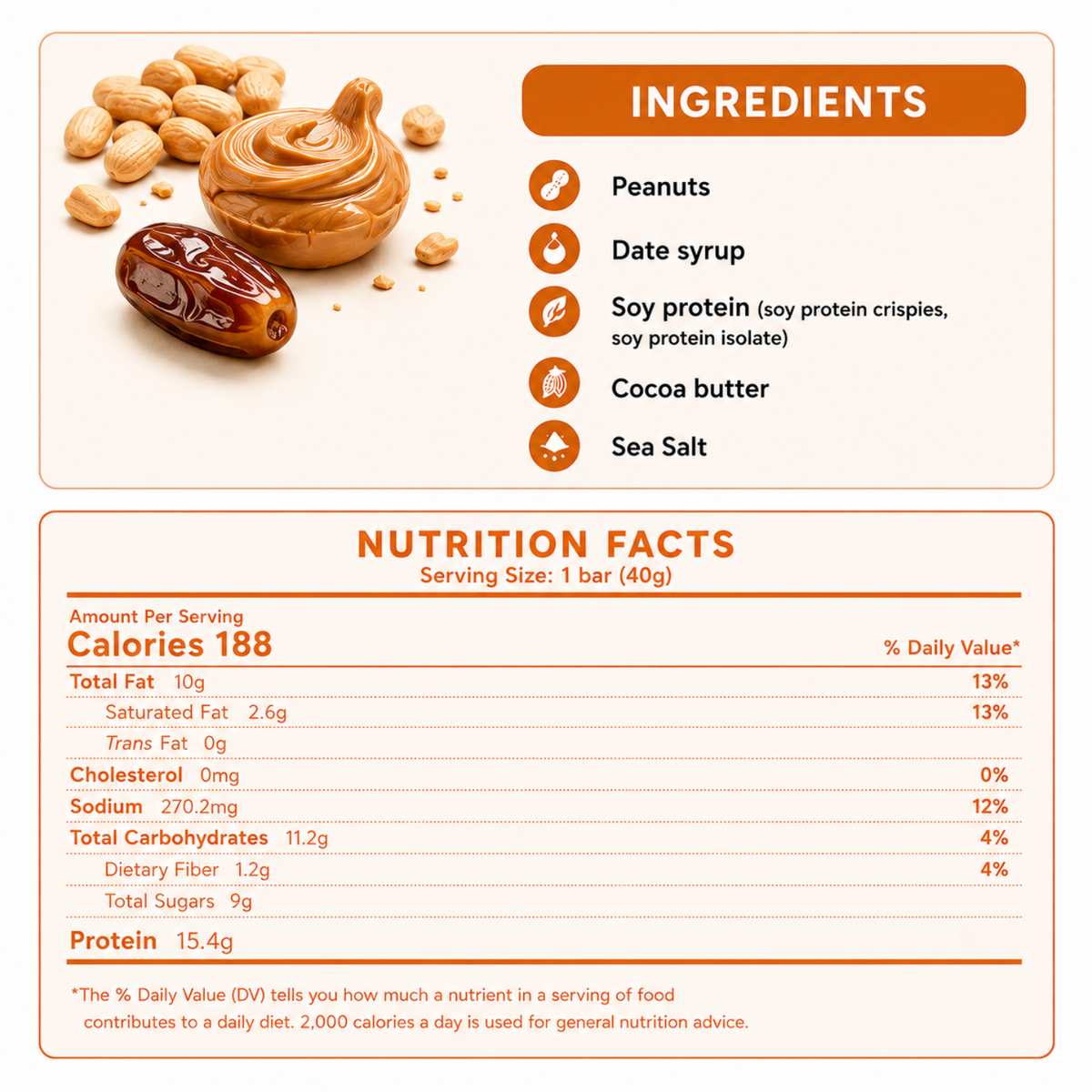 Salted Date & Peanut - 6 Bars (Buy 6 and AED AED 9)