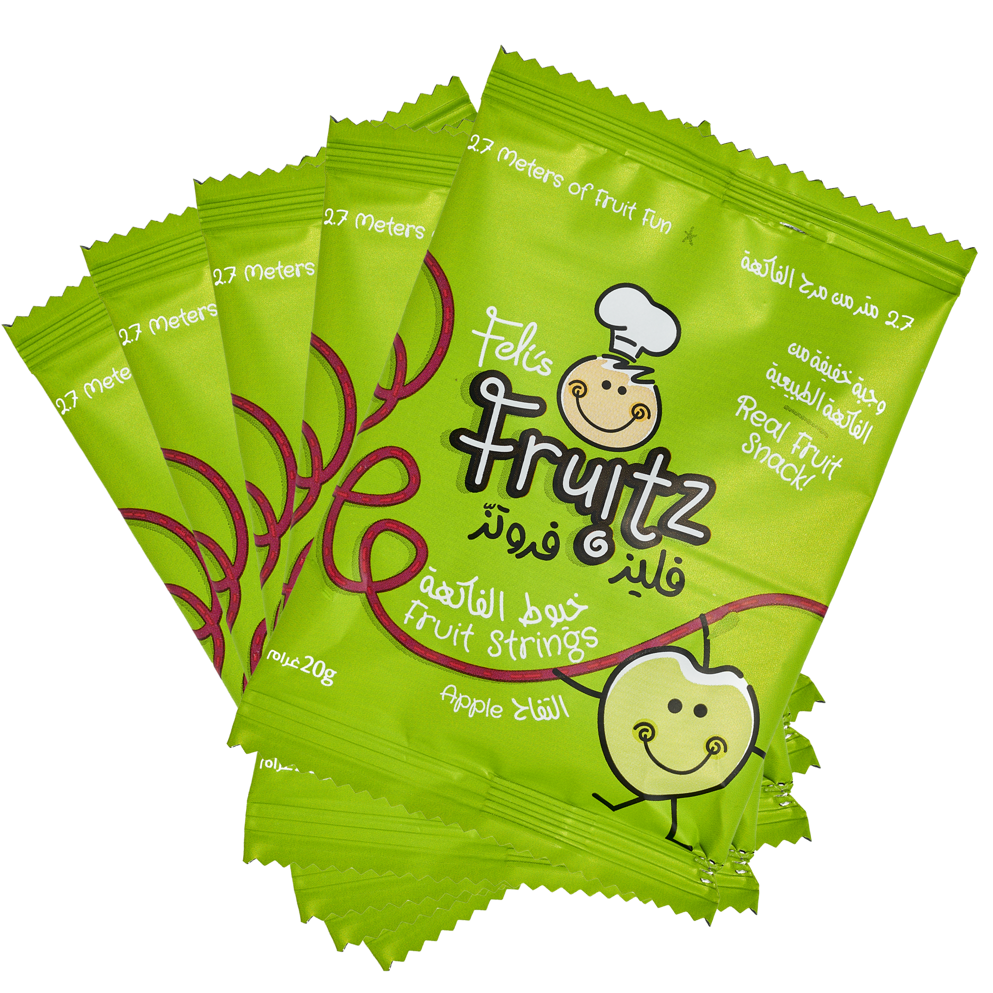 Feli's Fruitz Apple Fruit Strings - Real Fruit Snack - Vegan- Gluten Free 100gm (5x20gm)