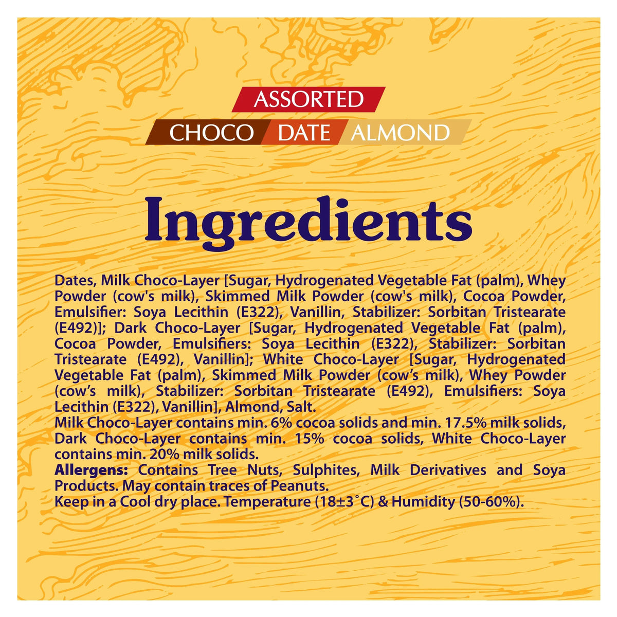 Arabian Delights Assorted Chocodate, Classic Chocolate Coated Bite-Sized Snacks, Stuffed w/ Golden Roasted Almonds, Dates | Snacks & Sweets Pouch - 150g