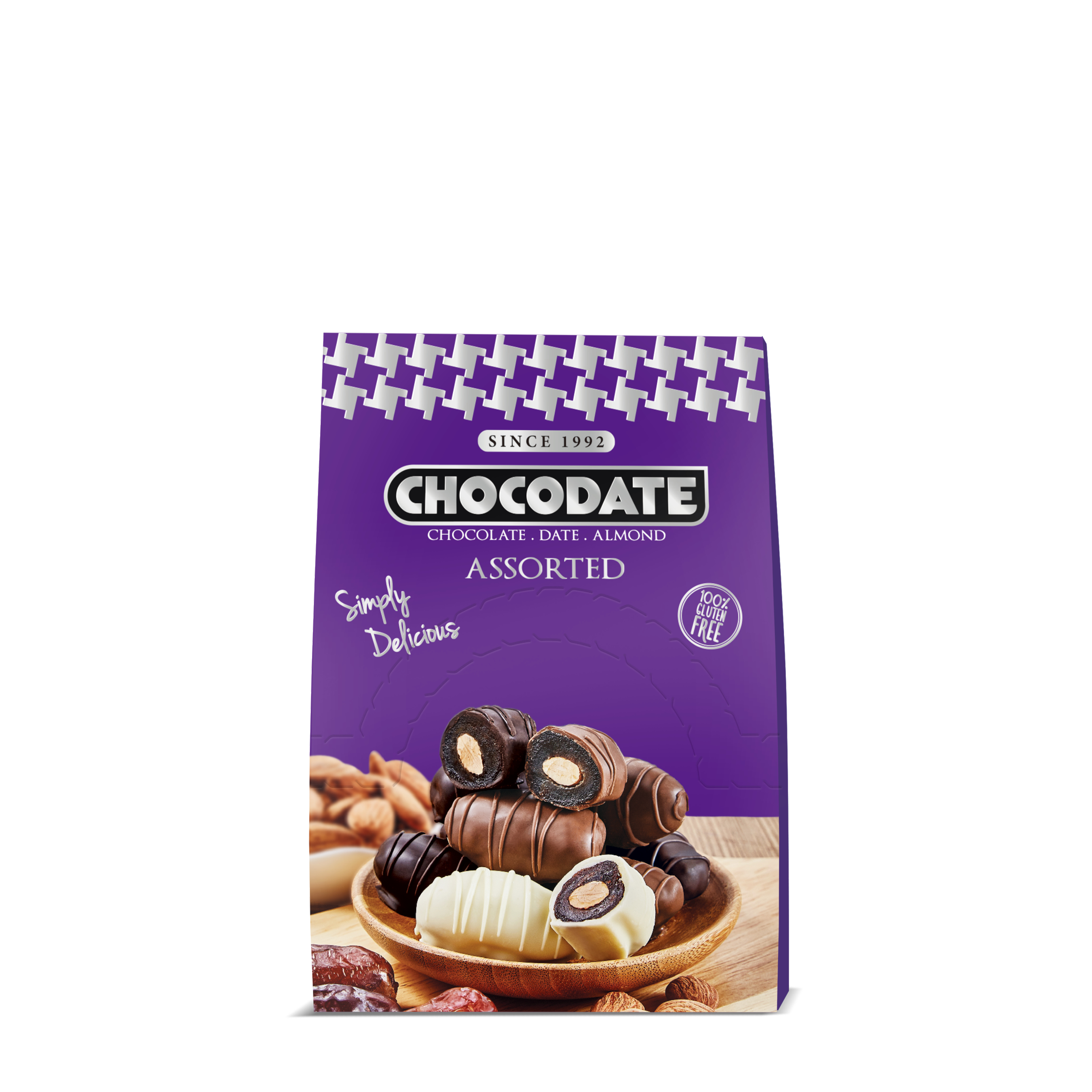 Chocodate Assorted | Exquisite Bite Sized Delicacy | Handmade Treat - Rich Silky Chocolate - Velvety Arabian Date - Golden Roasted Almond - Perfect Snacking - 33gm