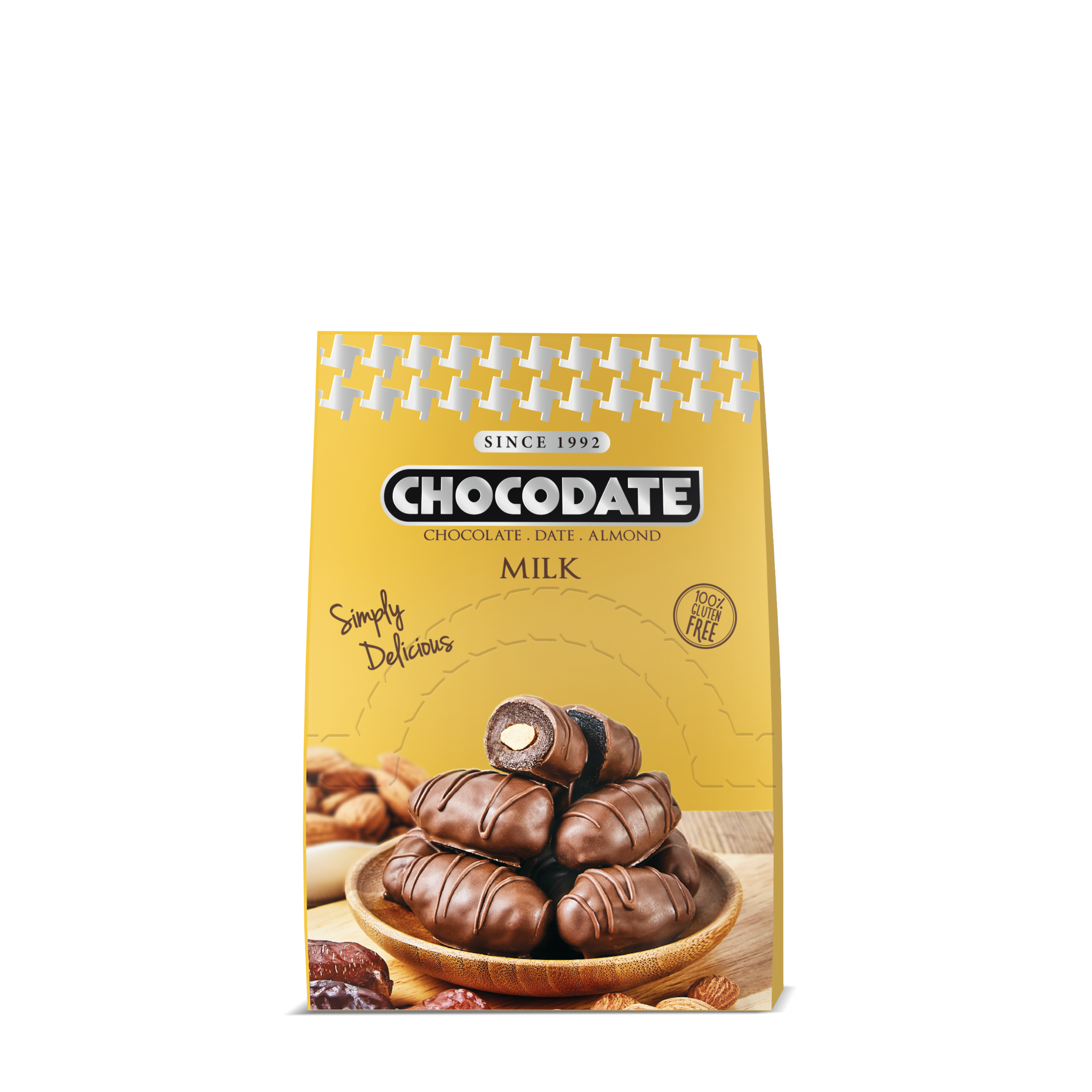 Chocodate Milk | Exquisite Bite Sized Delicacy | Handmade Treat - Rich Silky Chocolate - Velvety Arabian Date - Golden Roasted Almond - Perfect Snacking