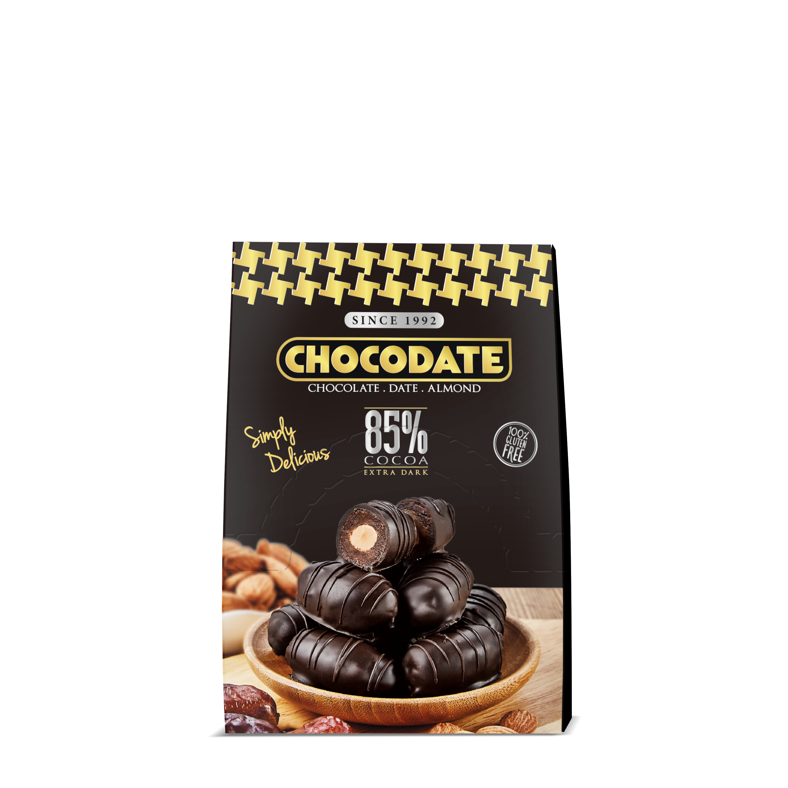 Chocodate Extra Dark | Exquisite Bite Sized Delicacy | Handmade Treat - Rich Silky Chocolate - Velvety Arabian Date - Golden Roasted Almond - Perfect Snacking