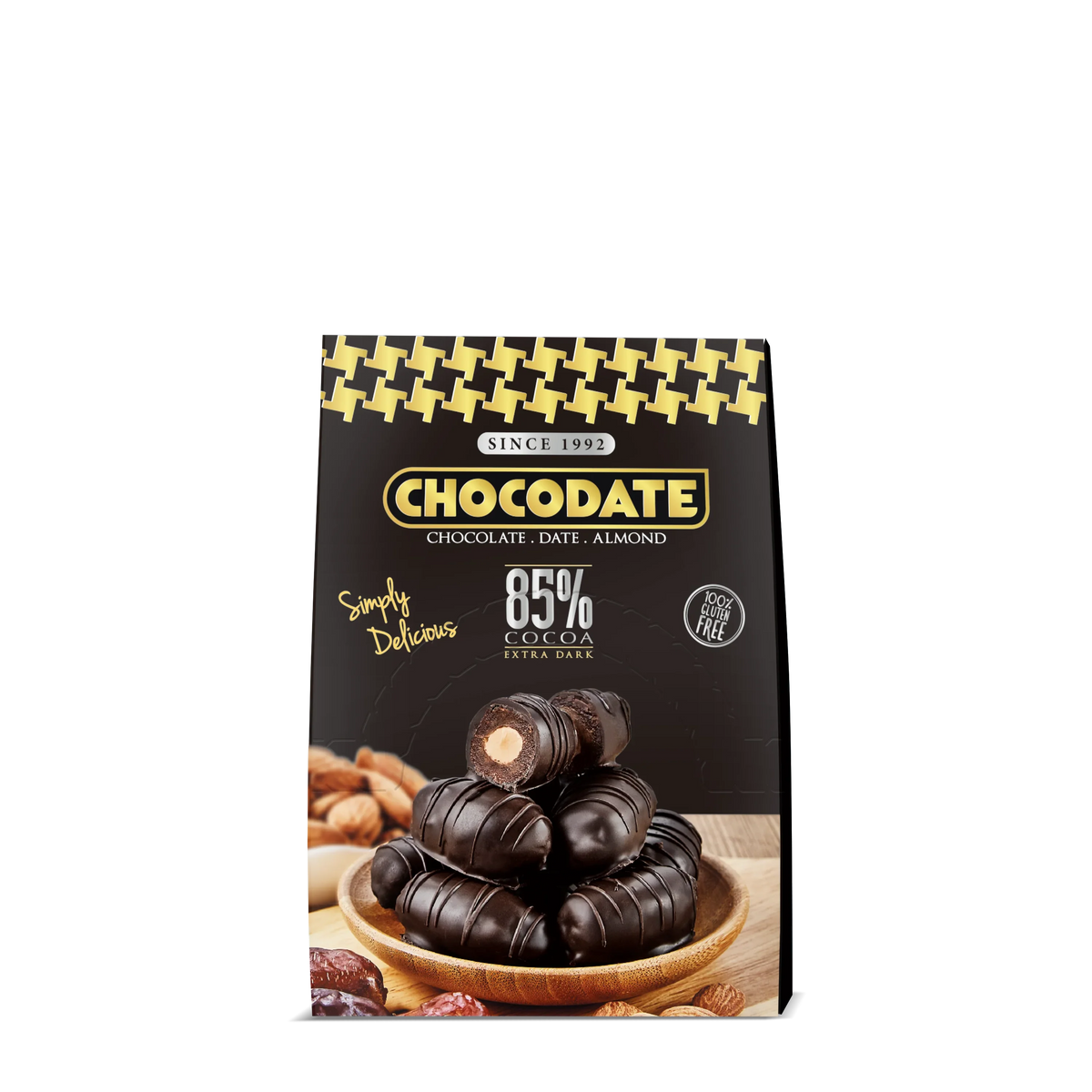 Chocodate Extra Dark – Chocolate-Coated Dates with Roasted Almonds - 90Gm
