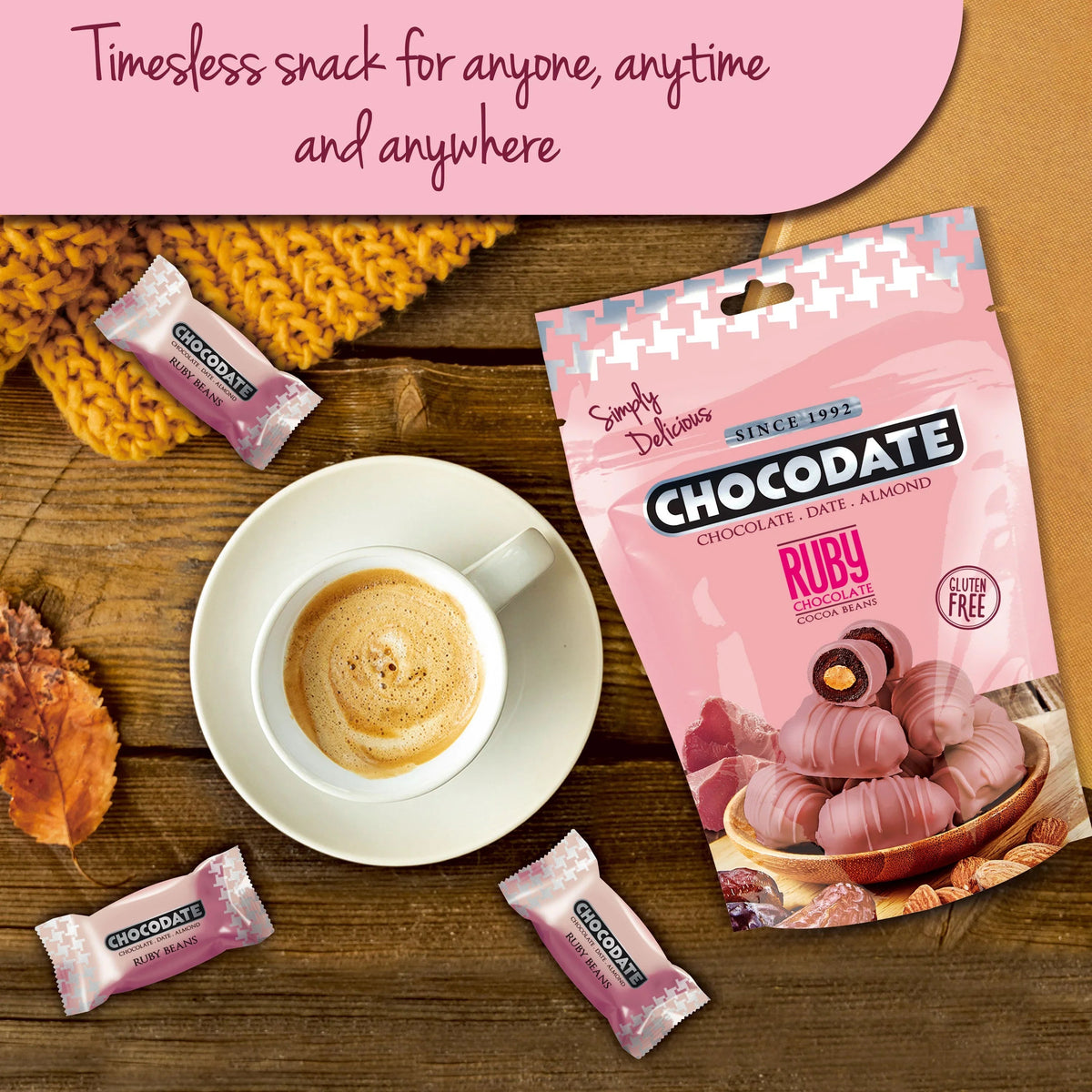 Chocodate Exclusive Ruby – Chocolate-Coated Dates with Roasted Almonds - 230Gm