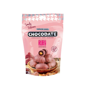 Chocodate Exclusive Ruby – Chocolate-Coated Dates with Roasted Almonds - 230Gm