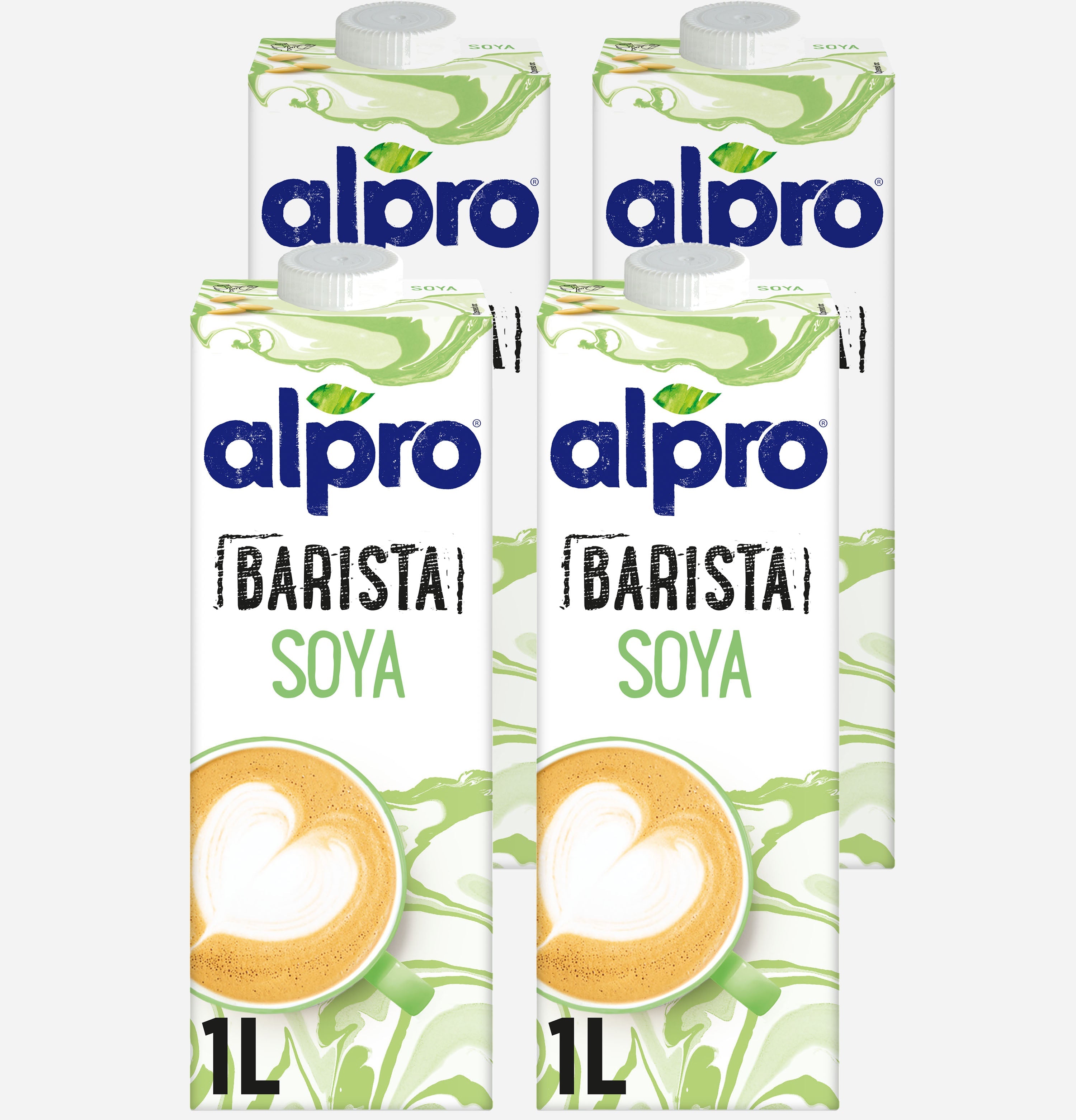 Alpro Barista Soya Drink 1L,(Pack of 4) 100% Totally Plant Based, Dairy & Vegan, Naturally Free From Lactose, Fabulously Foamable Addition To Your Coffee
