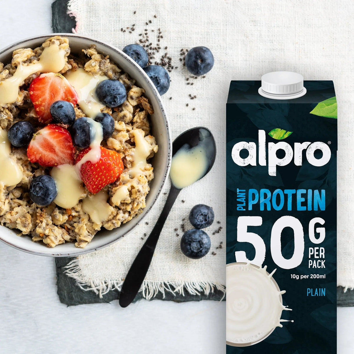 Alpro Soya High Protein Drink 1L, 100% Plant Based And Dairy Free - Case of 8 (8 x 1L)