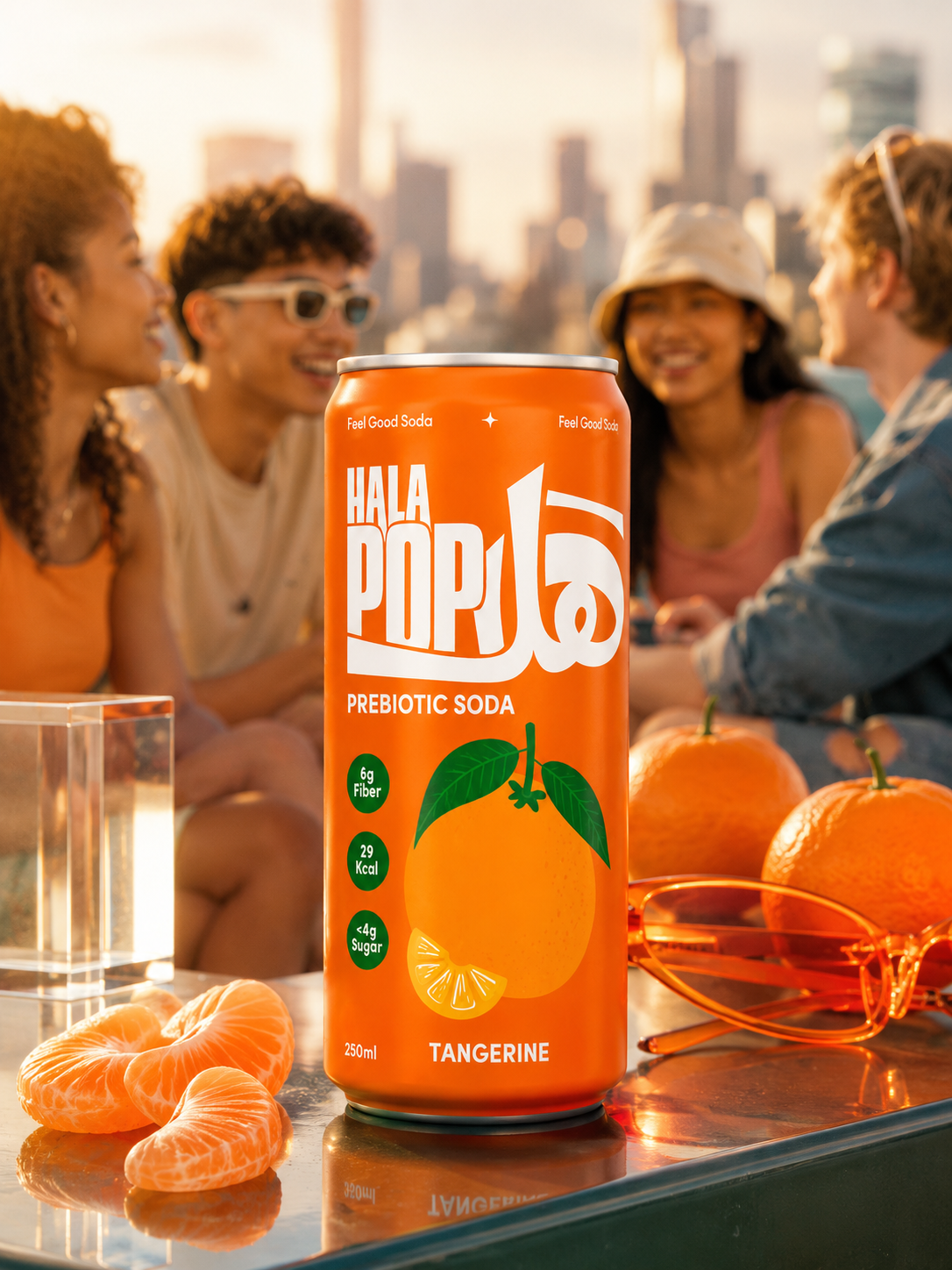 HalaPop Probiotic Soda Tangerine Pack of 4 - (250mlx4)