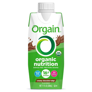Orgain Organic Nutrition 16g Grass- Fed Protein Shake, Creamy Chocolate Fudge, 330ml (12 pk)