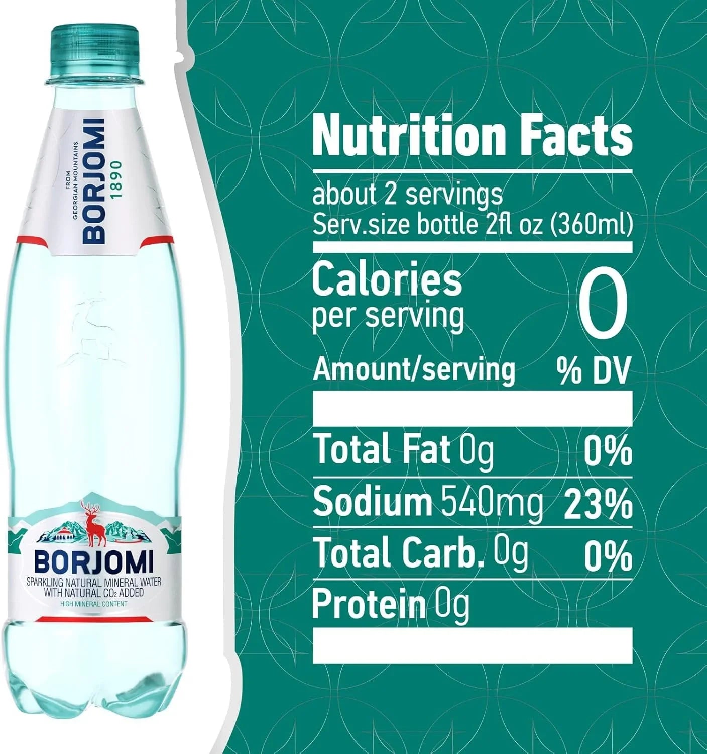 Borjomi Sparkling Glass Bottle Natural Mineral Water 12x330ml