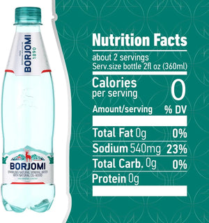 Borjomi Sparkling Glass Bottle Natural Mineral Water 12x330ml