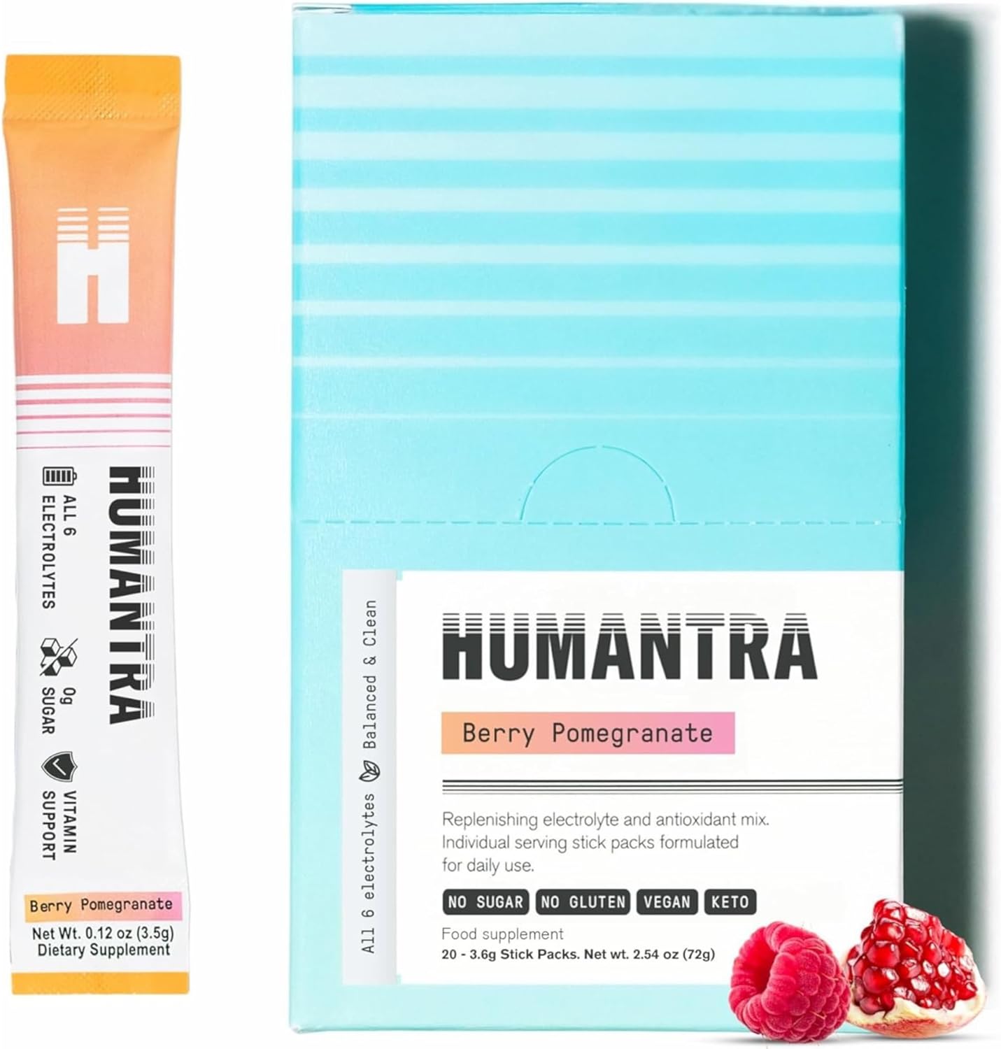 Humantra 3 Flavors Bundle Apricot, Berry Pomegranate, Lychee Electrolyte Hydration Pack – Zero Sugar, 20 Servings, 72g Each 6