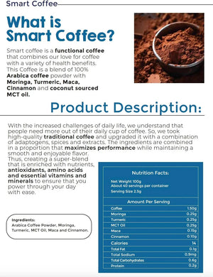 LivSmart 100% Arabica Coffee with Moringa, Turmeric, MCT Oil, Maca & Cinnamon – 100g