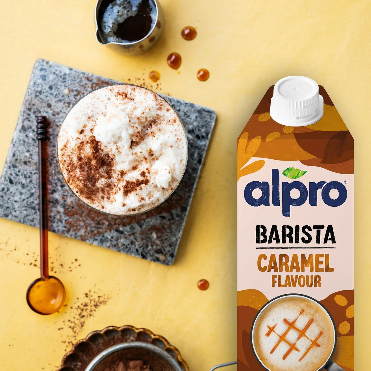 Alpro Barista Oat Caramel 750ml, Case of 8 (8 x 750ml), 100% Plant Based And Dairy Free, Suitable For Vegans, Naturally Free From Lactose, Rich In Nutrients