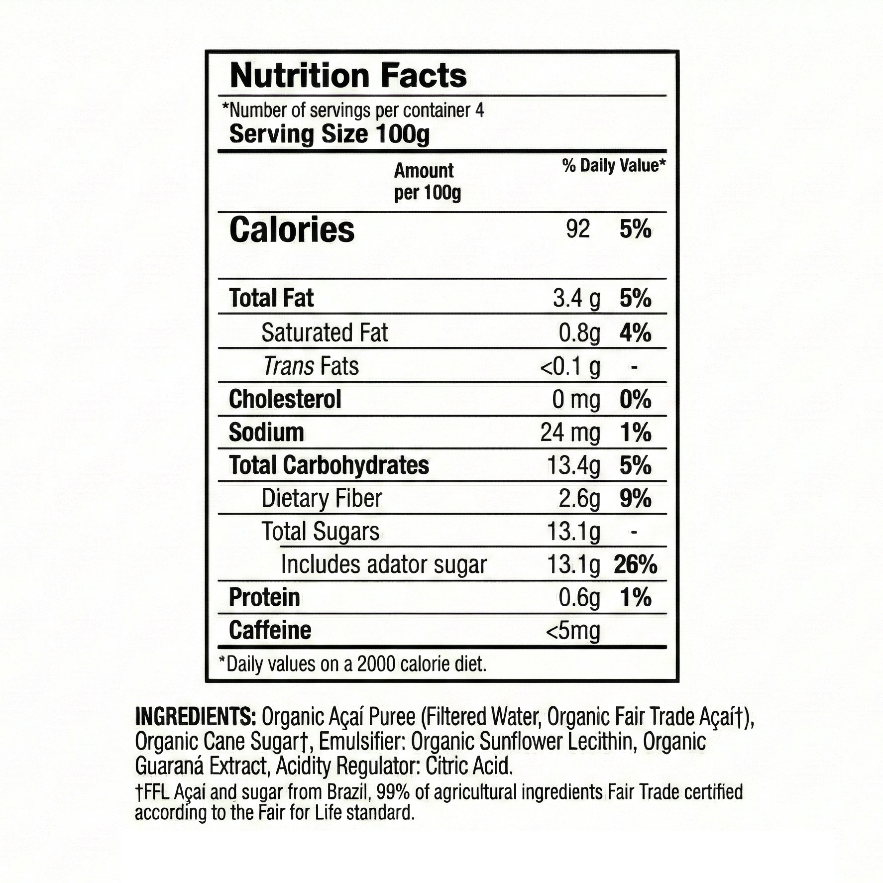 Sambazon Frozen Original Bend Acai Fruit Blend Organic 400gm