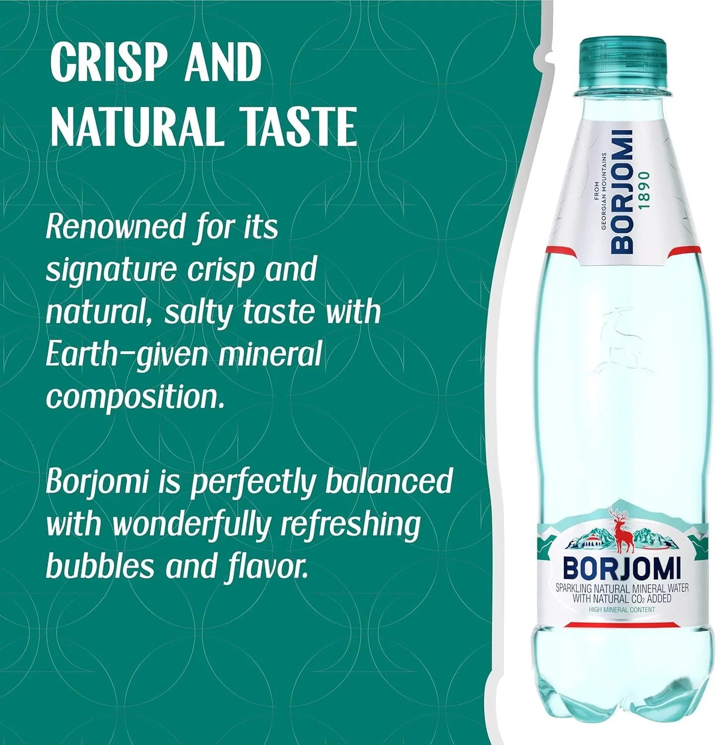 Borjomi Sparkling Glass bottle Natural Mineral Water 12x500ml
