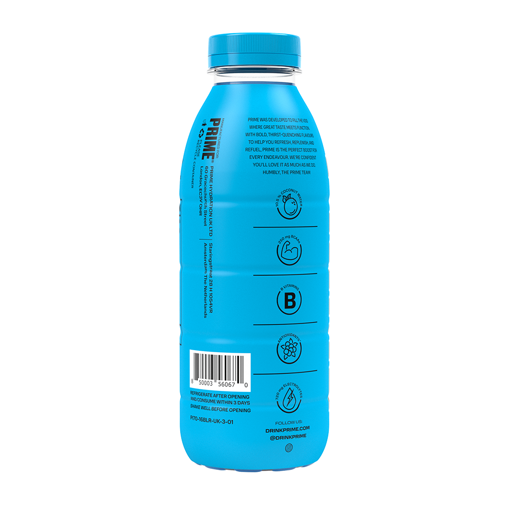 Prime Blue Raspberry Hydration Drink 500ml