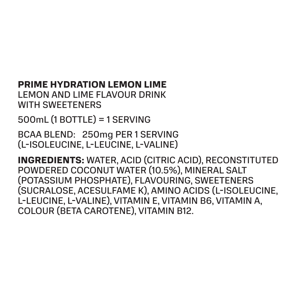 Prime Lemon Lime Hydration Drink 500ml